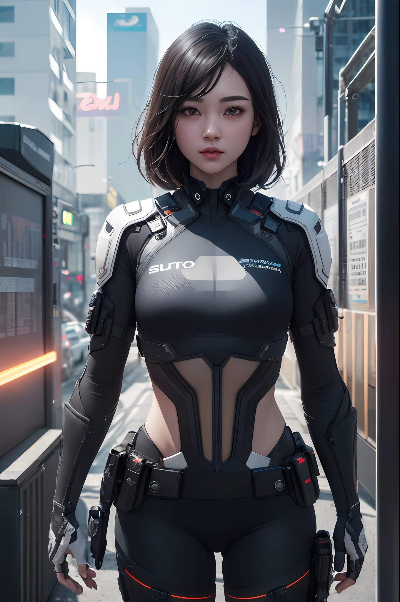 ((best qualtiy)), ((tmasterpiece)), (the detail:1.4), 3D, A beautiful cyberpunk female image,HDR(HighDynamicRange),Ray traching,NVIDIA RTX,Super-Resolution,Unreal 5,Subsurface scattering、PBR Texture、post-proces、Anisotropy Filtering、depth of fields、maximum definition and sharpness、Many-Layer Textures、Albedo e mapas Speculares、Surface Coloring、Accurate simulation of light-material interactions、perfectly proportions、Octane Render、Two-colored light、Small aperture、High ISO、White balance、the rule of thirds、8K RAW、