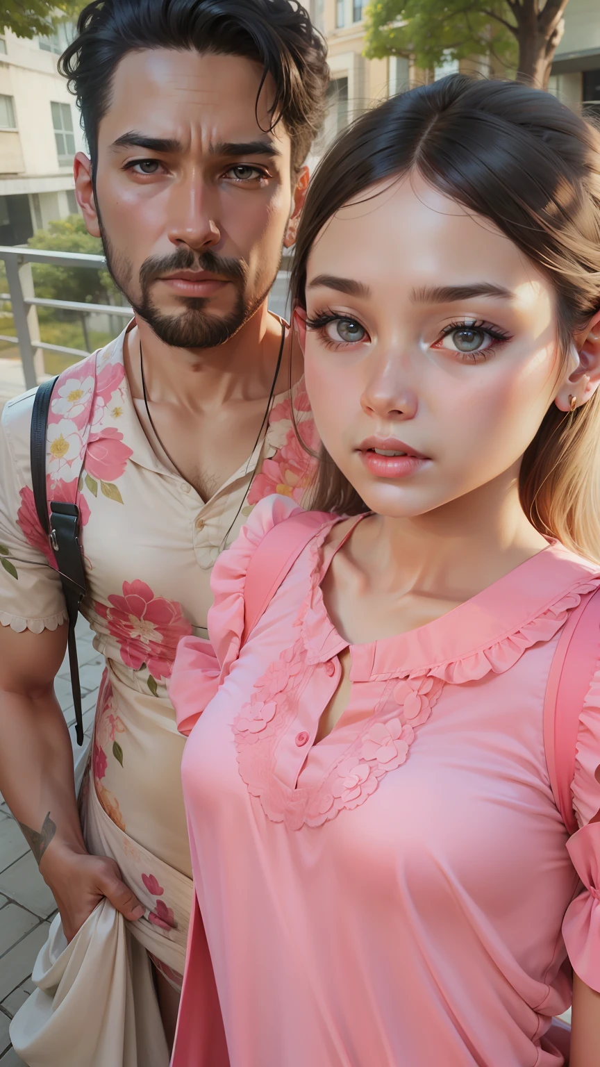 Change background change dress and realistic look