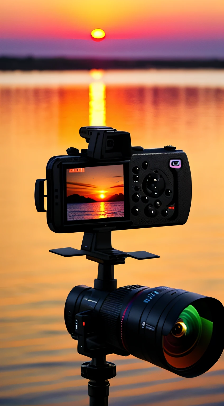 Sunset, evening glow, distant view, realistic, rich colors, gorgeous and colorful, wide-angle lens, shooting in the evening, positive film, naturalistic style, high-definition filming.