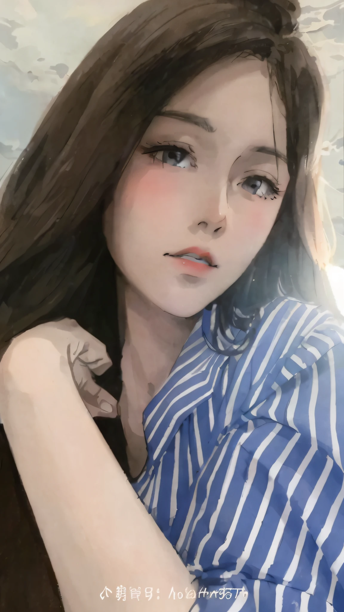 Masterpiece, Best quality, Night, hill, Clouds, full moon, Long hair, woman, Silhouette, glowworm,Comic line drawing,Black and white sketch,