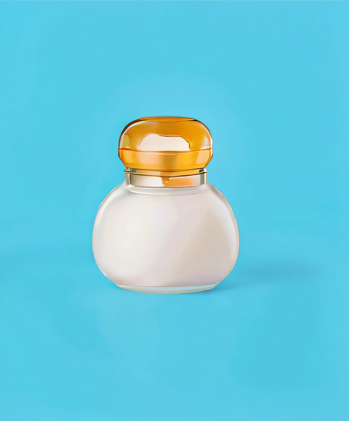Close up of a bottle of cream on blue background, author:Lee Jeon-suk, clemens ascher, author:Etienne Dressett, by Russell Dongjun Lu, round bottle, smooth utopian design, jia, author:Simon Garn, 3 5 °, minimalistic composition, Product photography 4 K, Bottle, Lu Ji, by Justin Sweet, author:Juan O'Gorman