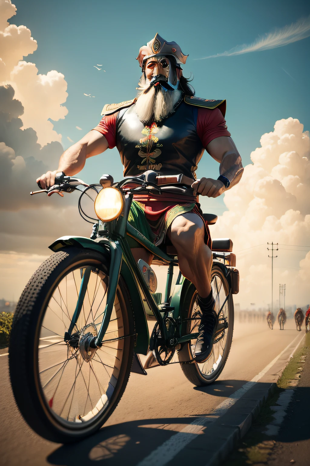 Guan Yu rode a bicycle for thousands of miles