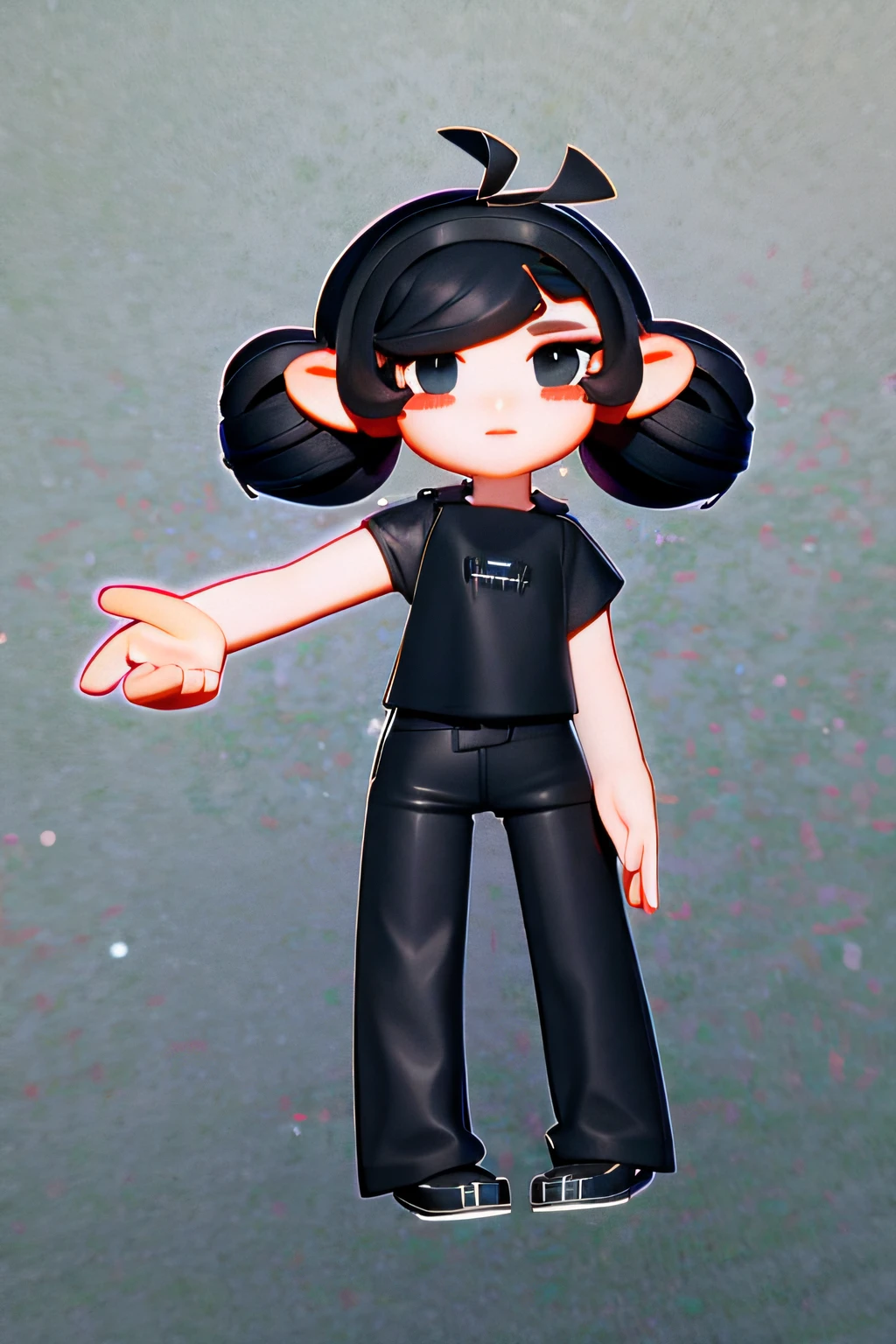 Wear white half-sleeves,Girl in shorts,Left finger to the side,3D illustration,3Drenderingof,Bubble Mart