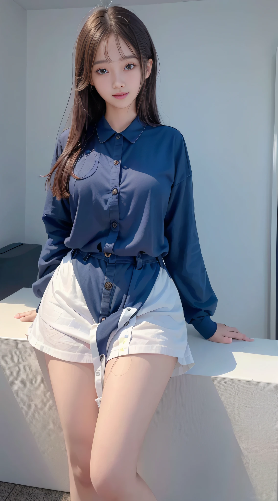 one teenage cute girl in uniform, (masterpiece, best quality:1.2), ultra high res, (photorealistic:1.4), detailed skin, cinematic lighting, friendly, intelligent, conversation engaging, happy, kind, energetic, cheerful, creative, with sparkling eyes and a contagious smile