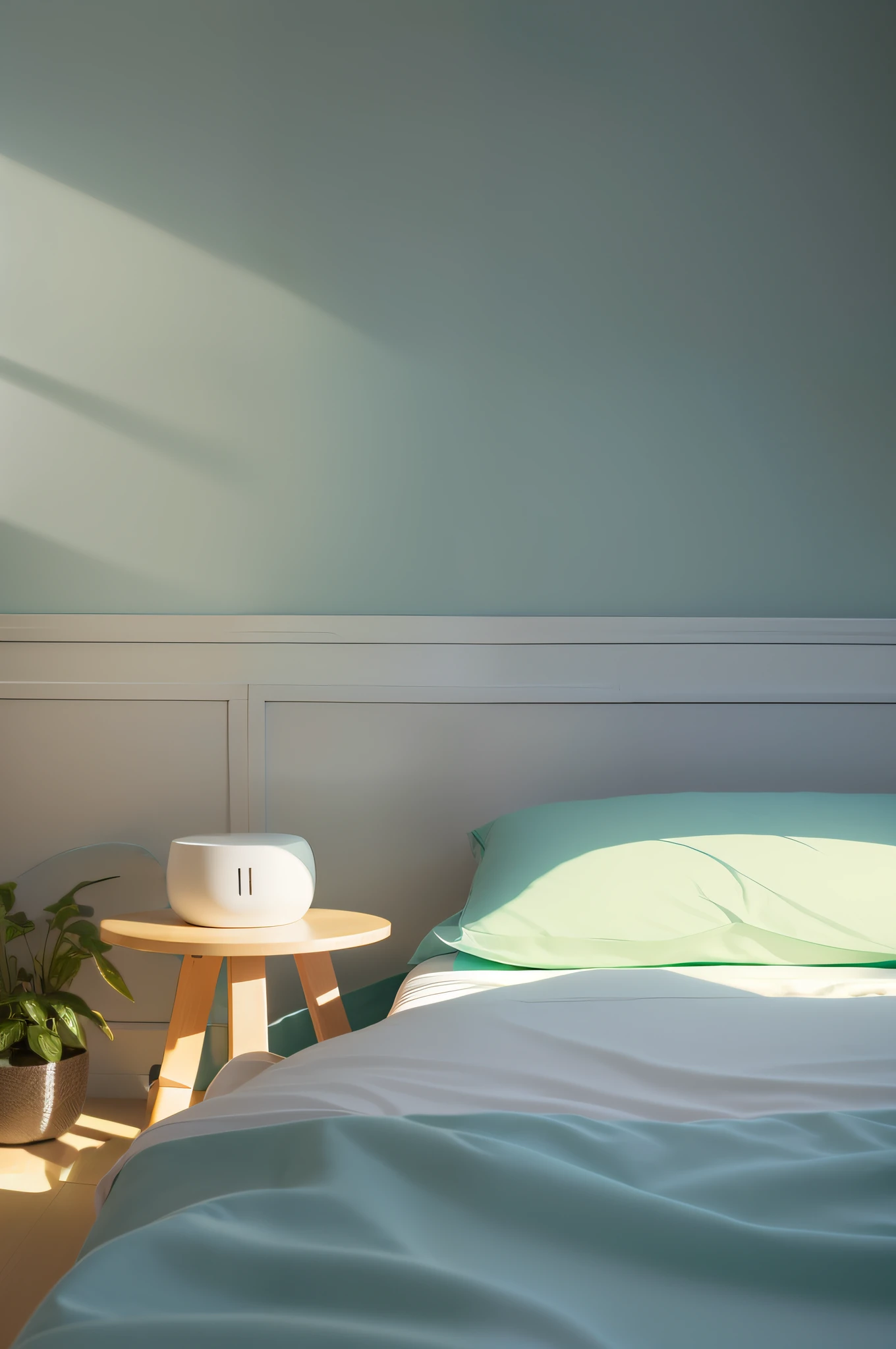 White walls,green plant