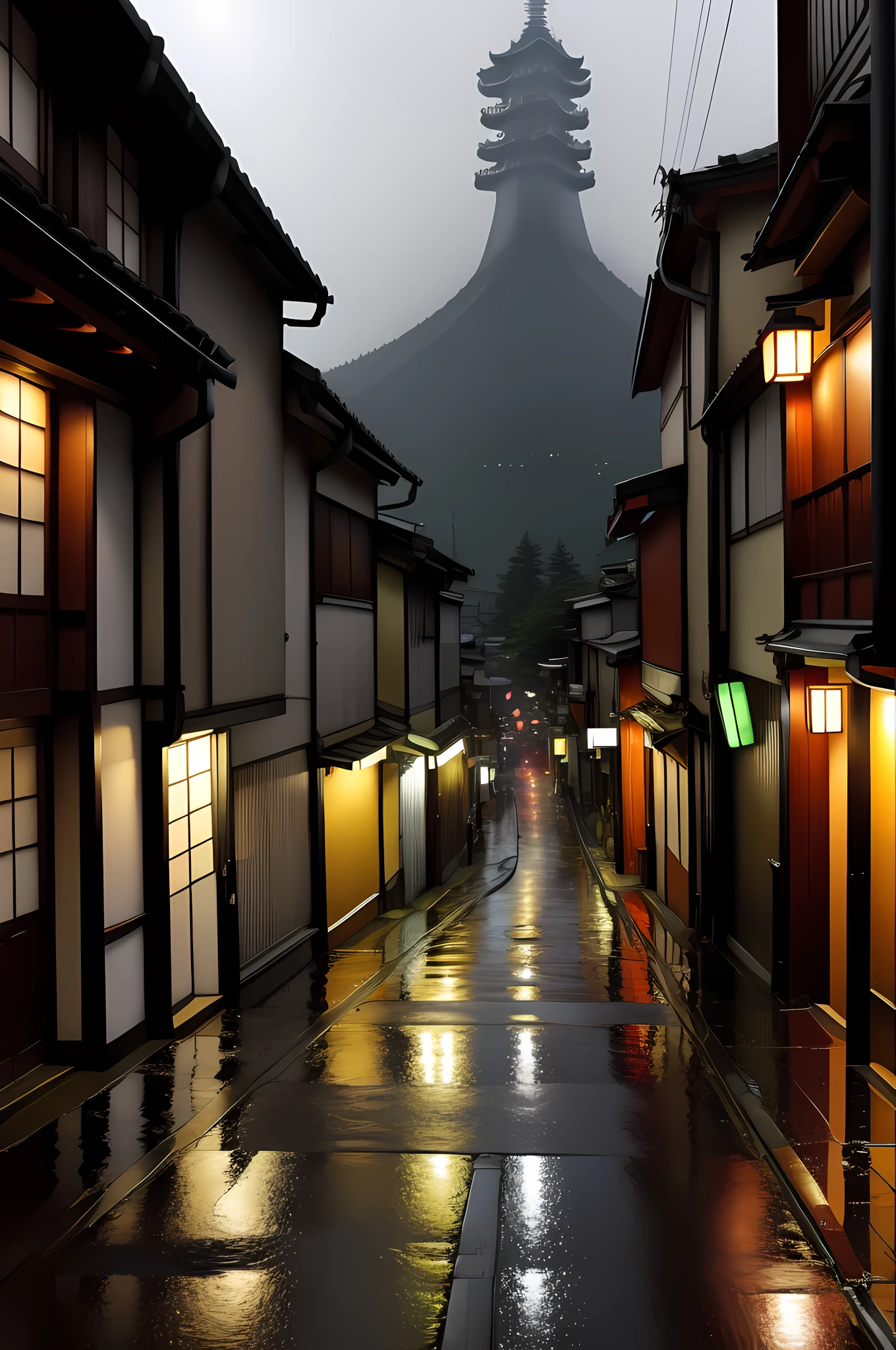 a rainy street of japan