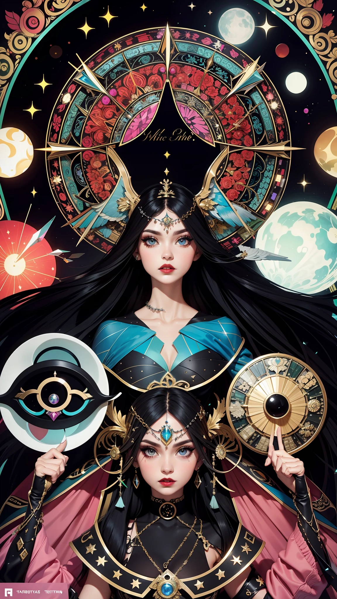Model: long wavy hair, full dark lips, Smoky eyes, BREAK, Setting: Room with black color, Broken glass,multicolored neon crystals, BREAK, bodypaint: Polychromatic geometric patterns, Torso cover, Arms and legs, BREAK, Accessories: Chrome-plated chains with torn body, Silver Choker, black feathered white black wings, Naked, Topless, naked body,BREAK, the pose:, looking forward, truth, Magic, Magic, up close, northern lights, spectrum