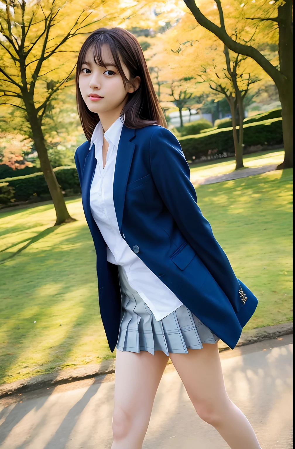 Close up portrait of woman walking in park in school uniform、Japan Person Model、Young Sensual Gravure Idol、Young cute gravure idol、Realistic Young Gravure Idol、Realistic sensual gravure idol、Young gravure idols、sophisticated gravure idol、奈良美智、Young skinny gravure idol、beautifull asian girl ever、oppai、full body Esbian、clong legs、