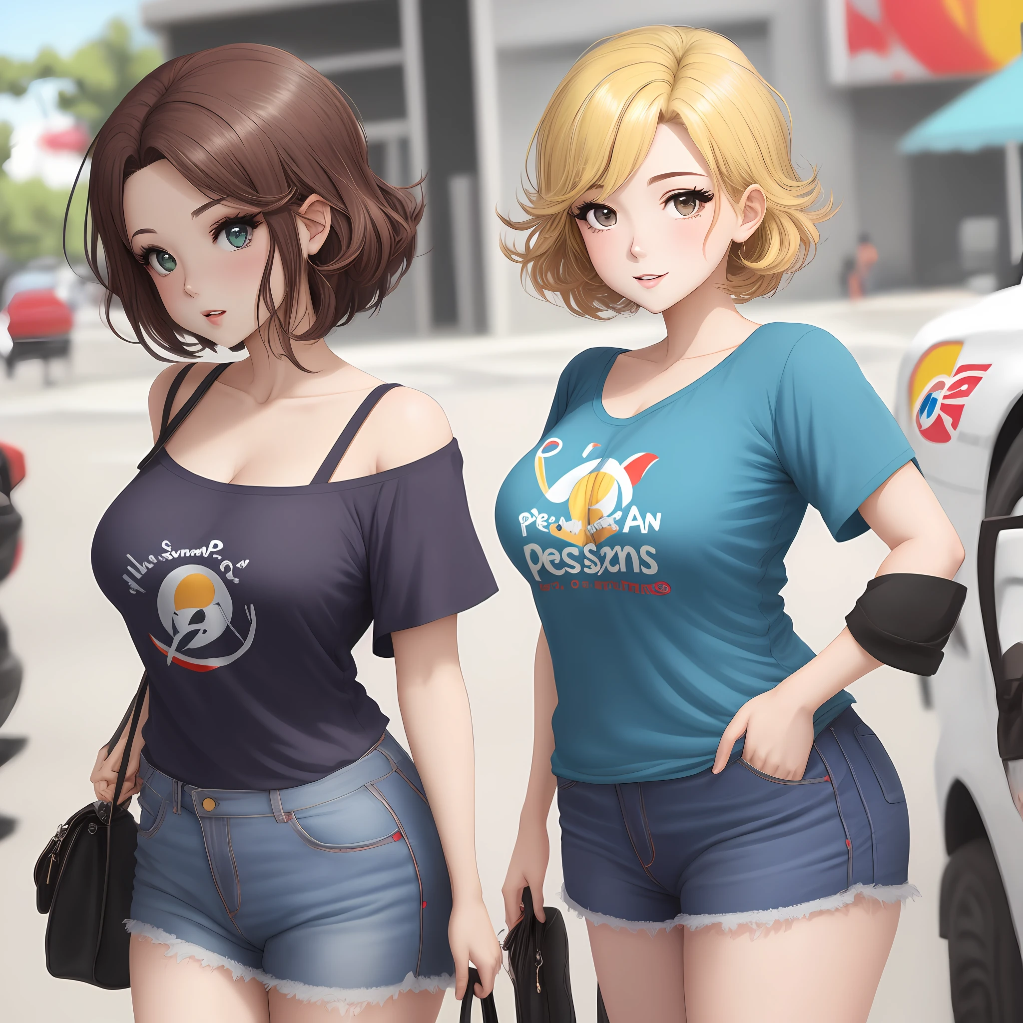 Desenhe uma garota estilo anime com olhos azuis expressivos. Ela tem cabelos azulados e usa uma blusa larga com a logo da Pepsi. Her sharp curves are highlighted by her casual clothes. Os cabelos caem suavemente sobre os ombros, contrastando com a cor da blusa