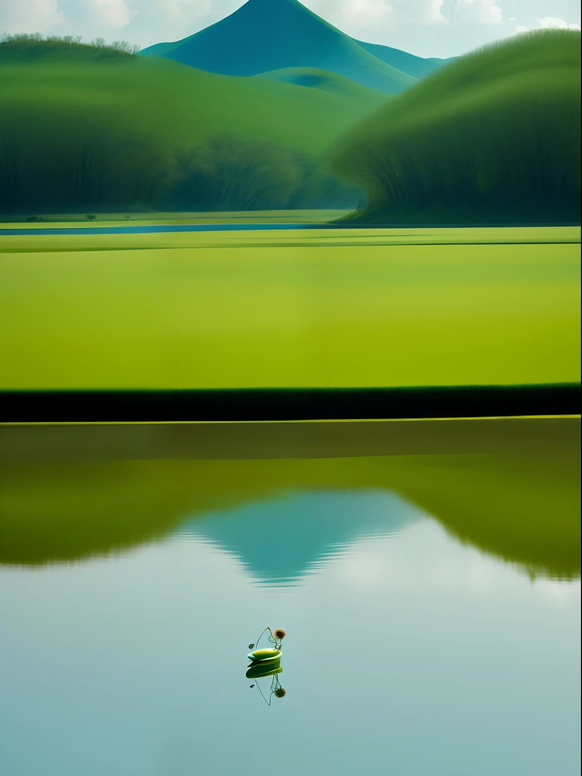 in a Vast Tranquil Landscape, by Scarlett Hooft Graafland, in a Tranquil Landscape, Sergei Zabelin, by Fei Danxu, photo shoot, hyper realisitc, Chinese aesthetics, Wind, ponds, summer day