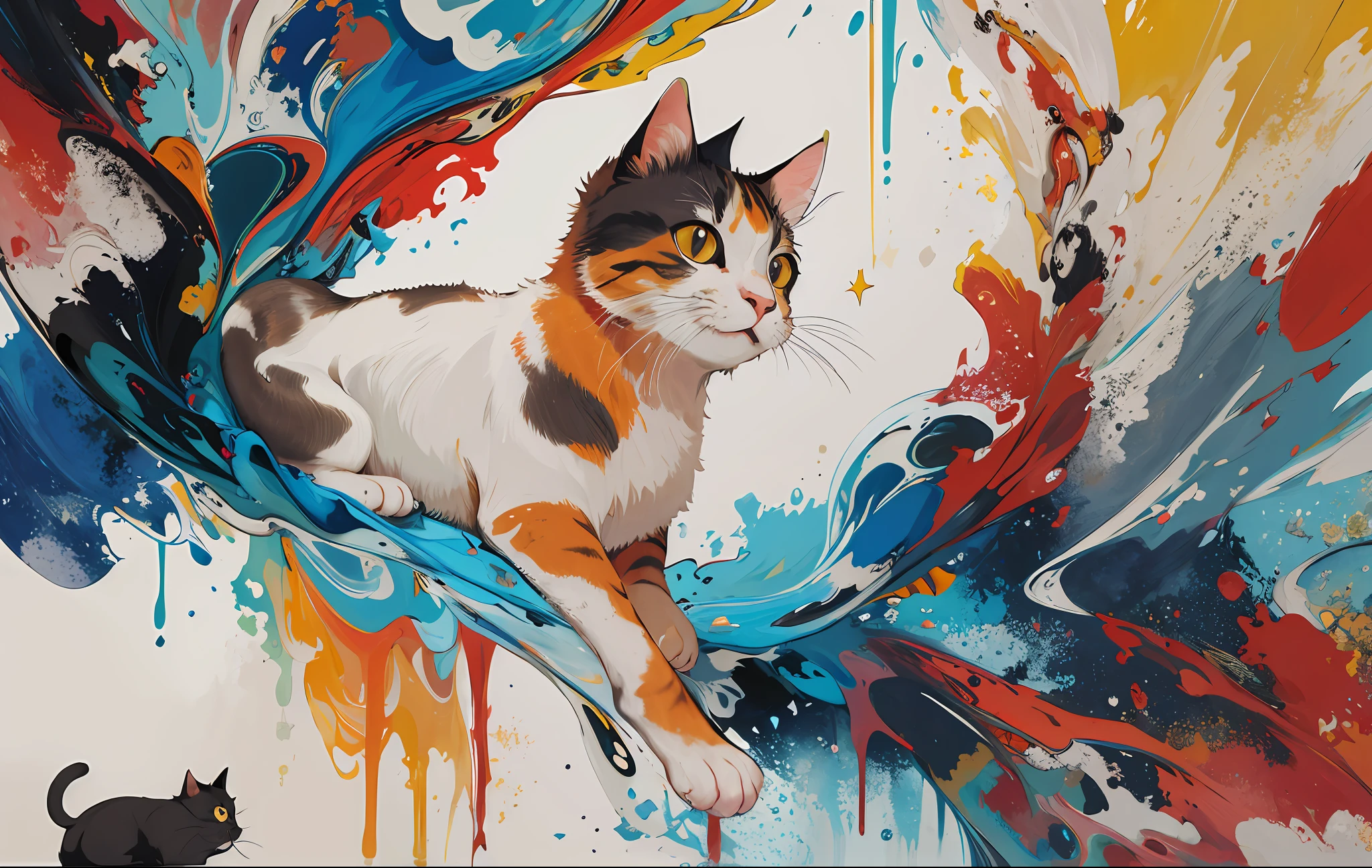 (masterpiece, best quality, highres), (cat, abstract),
