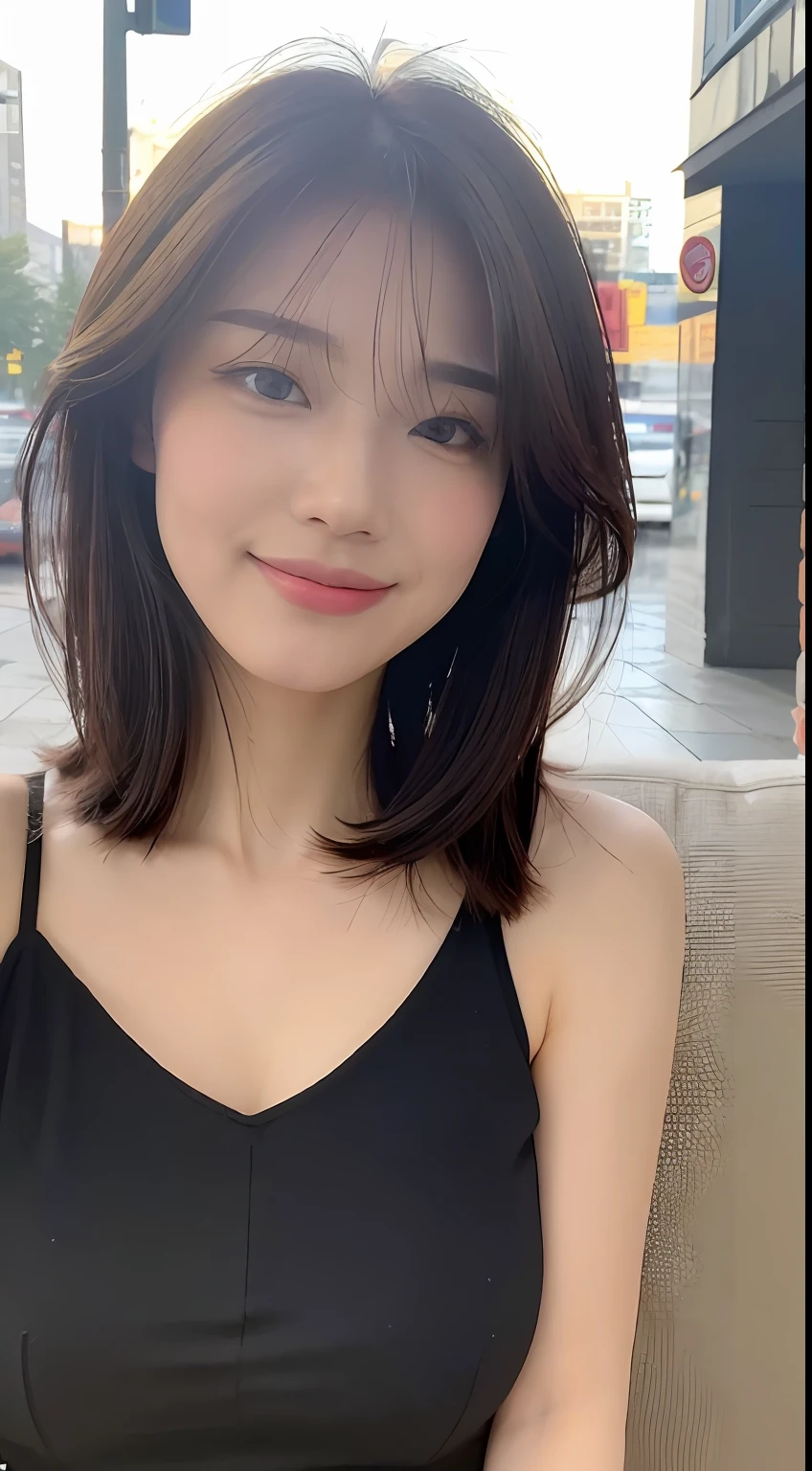 ((Best Quality, 8k, Masterpiece: 1.3)), Focus: 1.2, Perfect Body Beauty: 1.4, Buttocks: 1.2, ((Layered Haircut, Breasts: 1.2)), (Rain, Street: 1.3), Highly detailed face and skin texture, Fine eyes, Double eyelids, Whitened skin, Long hair, (Shut up: 1.3), smile, on the sofa