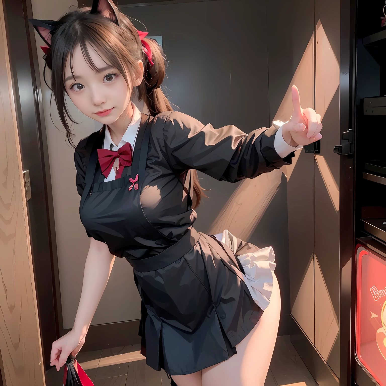 Anime girl posing in kitchen in black dress and cat ears, cosplay of a catboy! maid! dress, anime cat girl in a maid costume, Anime girl cosplay, Attractive cat girl, tohsaka-rin, anime girl in a maid costume, Surrealism female students, nekomimi, very beautiful cute catgirl, cosplay foto, trending at cgstation