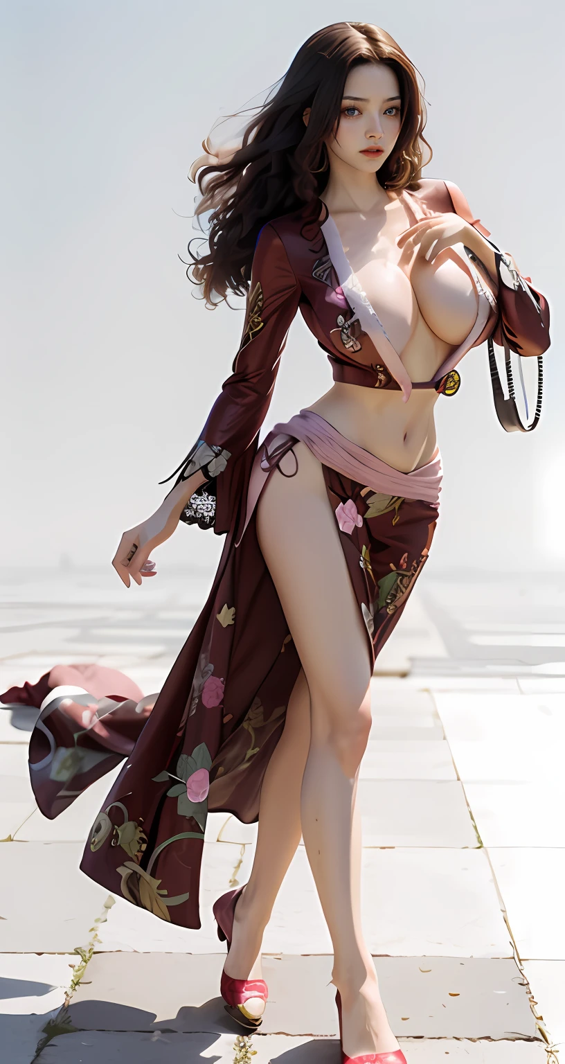 Long silky straight hair、Blowing in the wind、