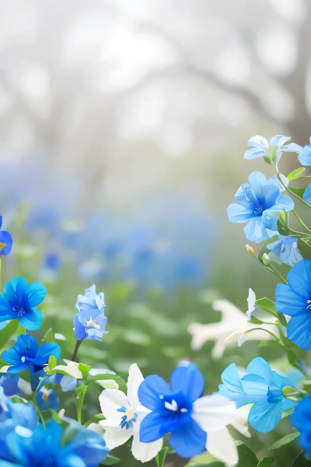 Blue bellflower，blue colors，Dreamy blue flowers，Dreamy