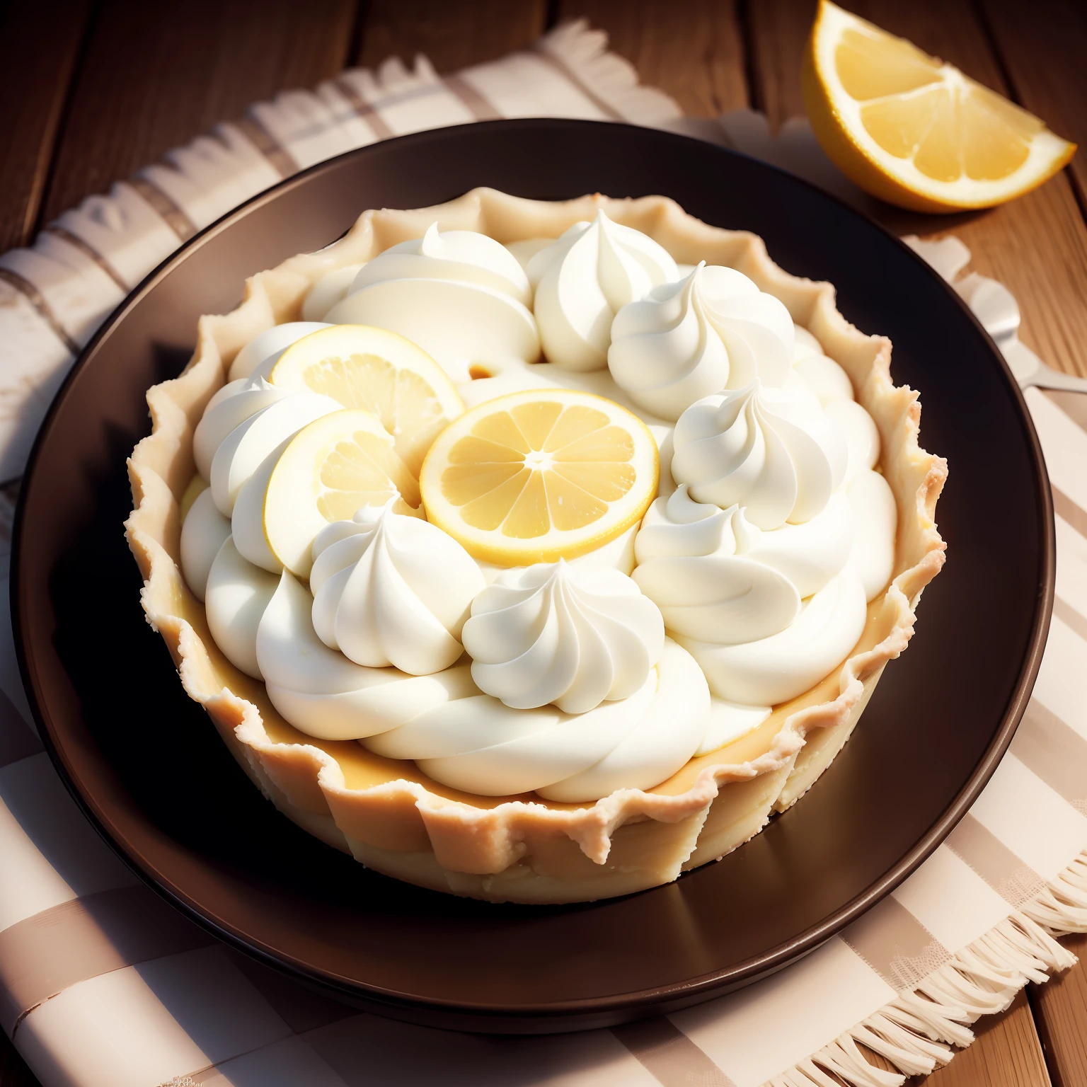 Foto RAW, Dutch lemon pie in pan, nata, foodphoto, DSLR, soft-lighting, alta qualidade, grain of film, fujifilm XT, Cartoon, desenho para logo