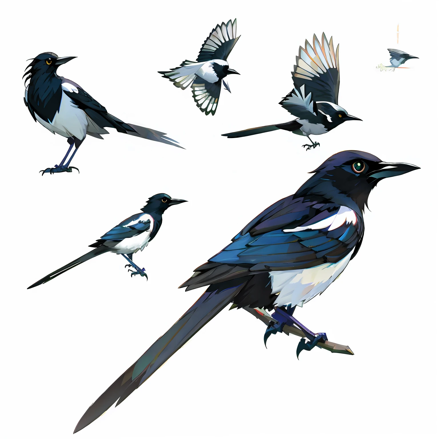 magpie,higher details,Movie lighting