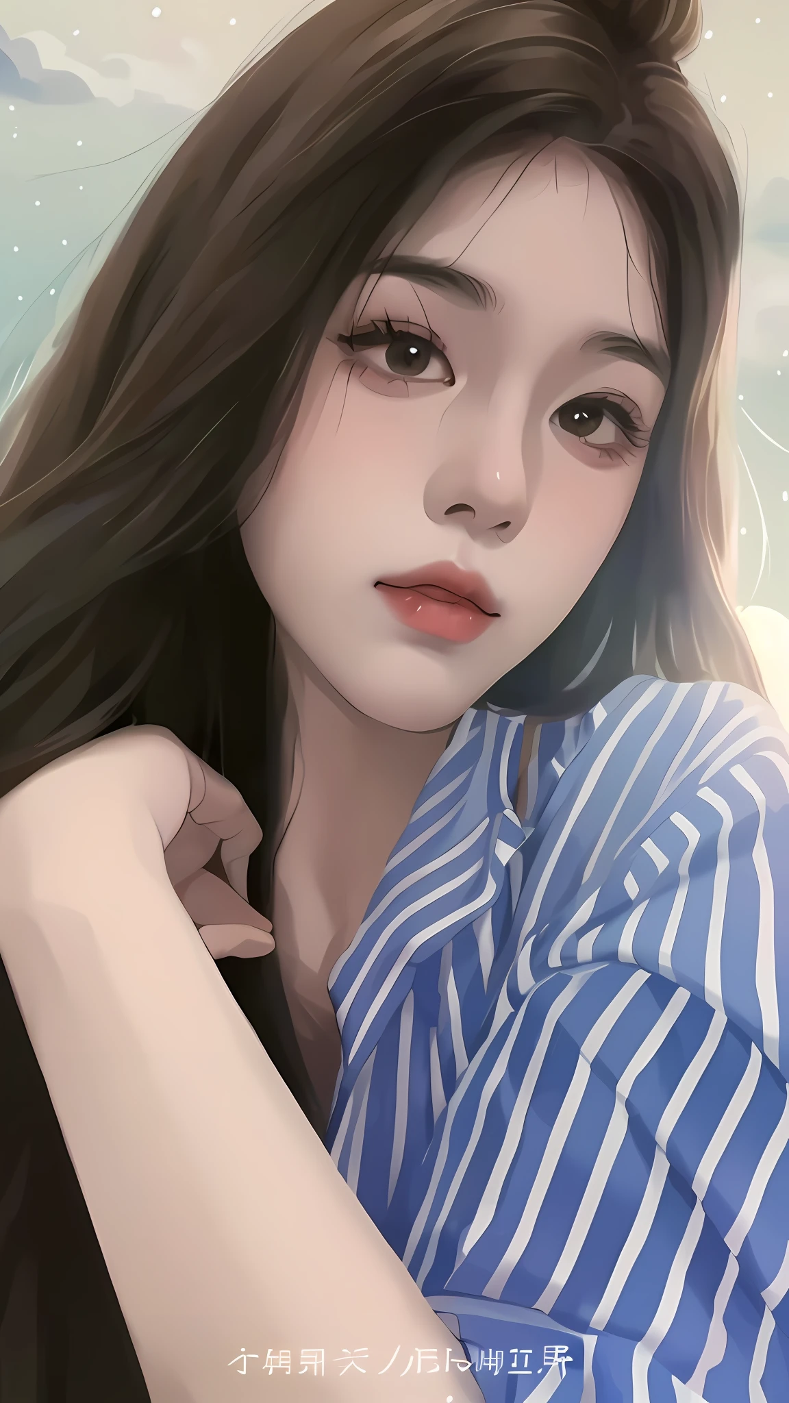 Masterpiece, Best quality, Night, hill, Clouds, full moon, Long hair, woman, Silhouette, glowworm,Comic line drawing,
