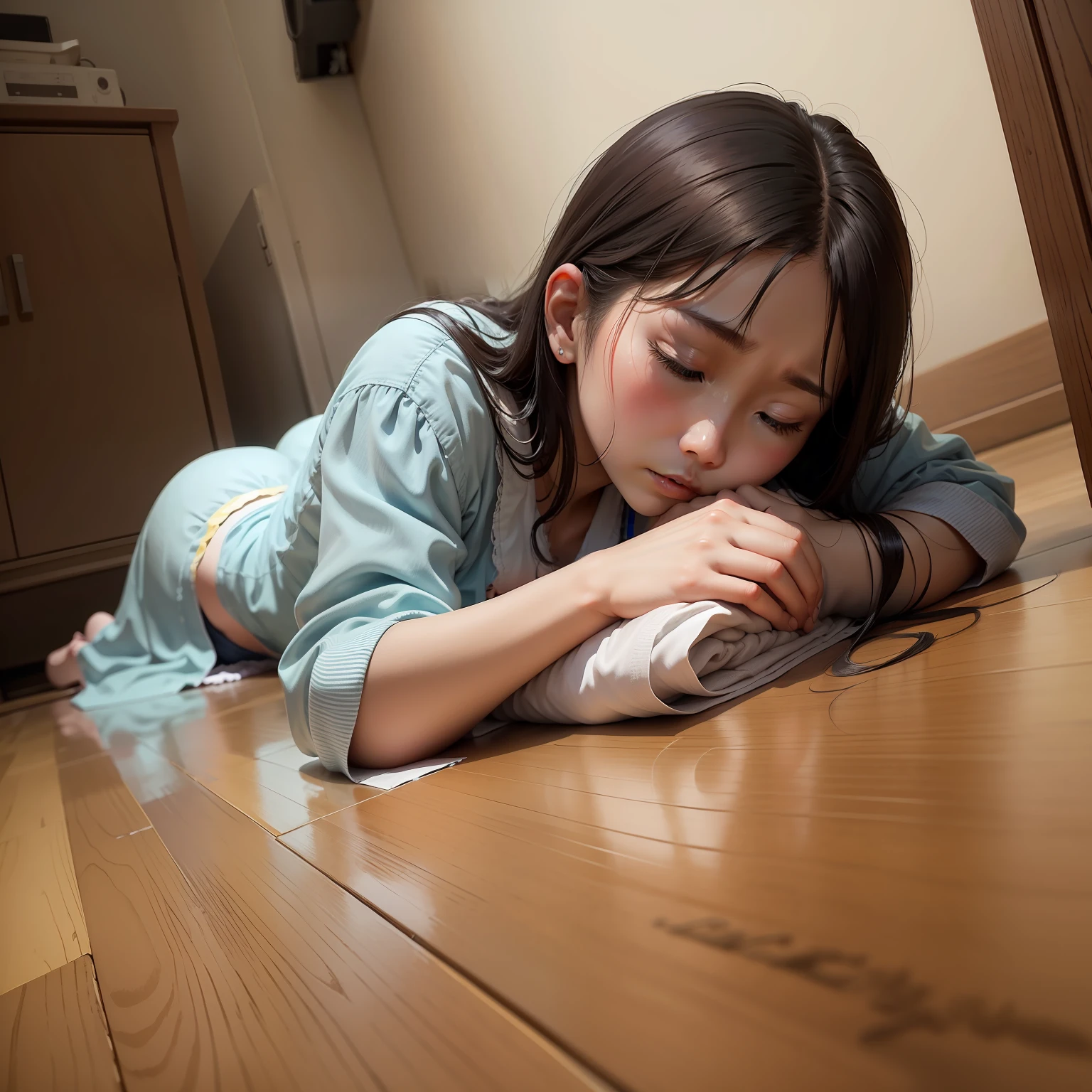 You find out that your mother is sick and lying face down on the floor。