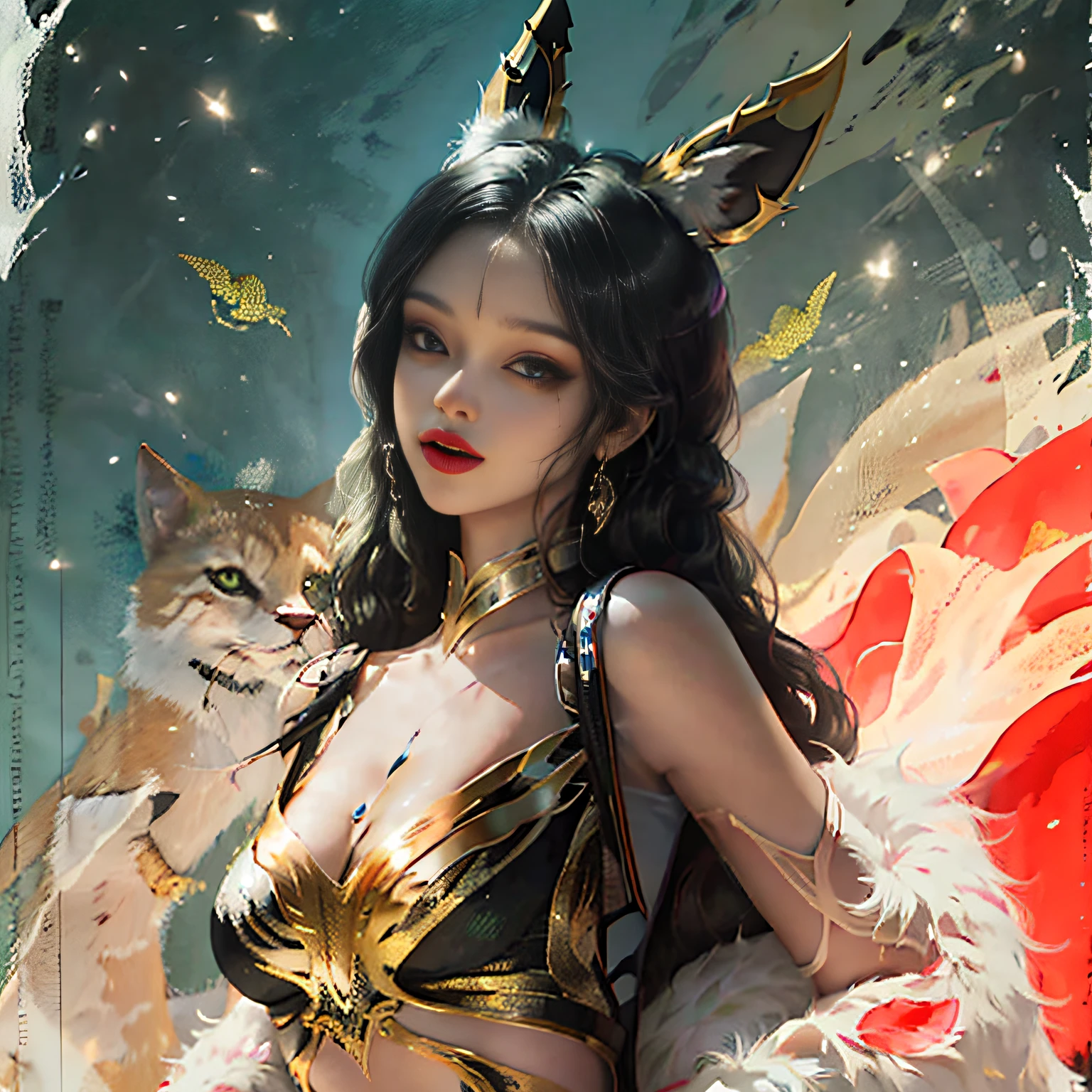 Vixen female with slender black hair