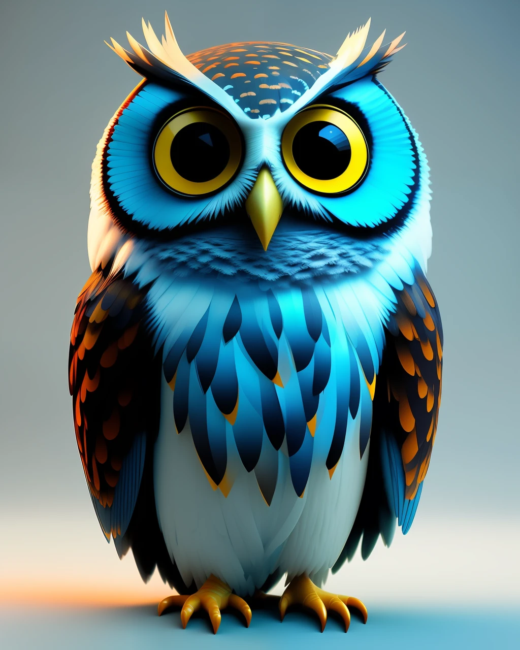 Owl 3d rendered Pixar style model by Hiroaki Takahashi Art Ultra Perfect Composition 3d liquid detail fluid acrylic by Greg Toccini, James Gilead, Joe Fenton Kate, Butcher Bosch, dan munford, Kandinsky Art Style [Collage] [spatter] [streaked] [crop] [cut]