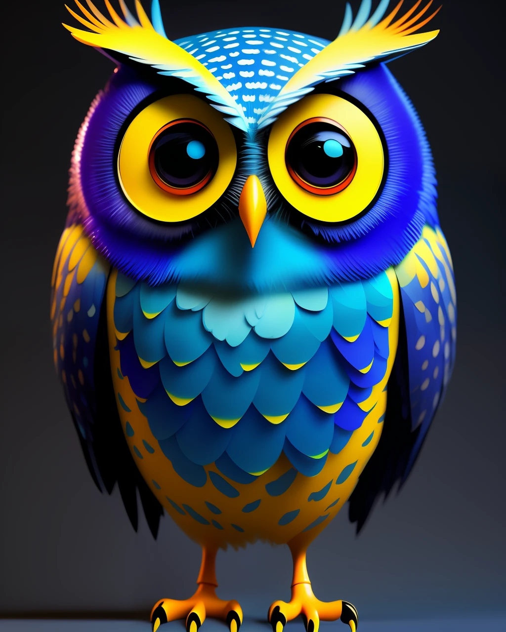 Owl 3d rendered Pixar style model by Hiroaki Takahashi Art Ultra Perfect Composition 3d liquid detail fluid acrylic by Greg Toccini, James Gilead, Joe Fenton Kate, Butcher Bosch, dan munford, Kandinsky Art Style [Collage] [spatter] [streaked] [crop] [cut]