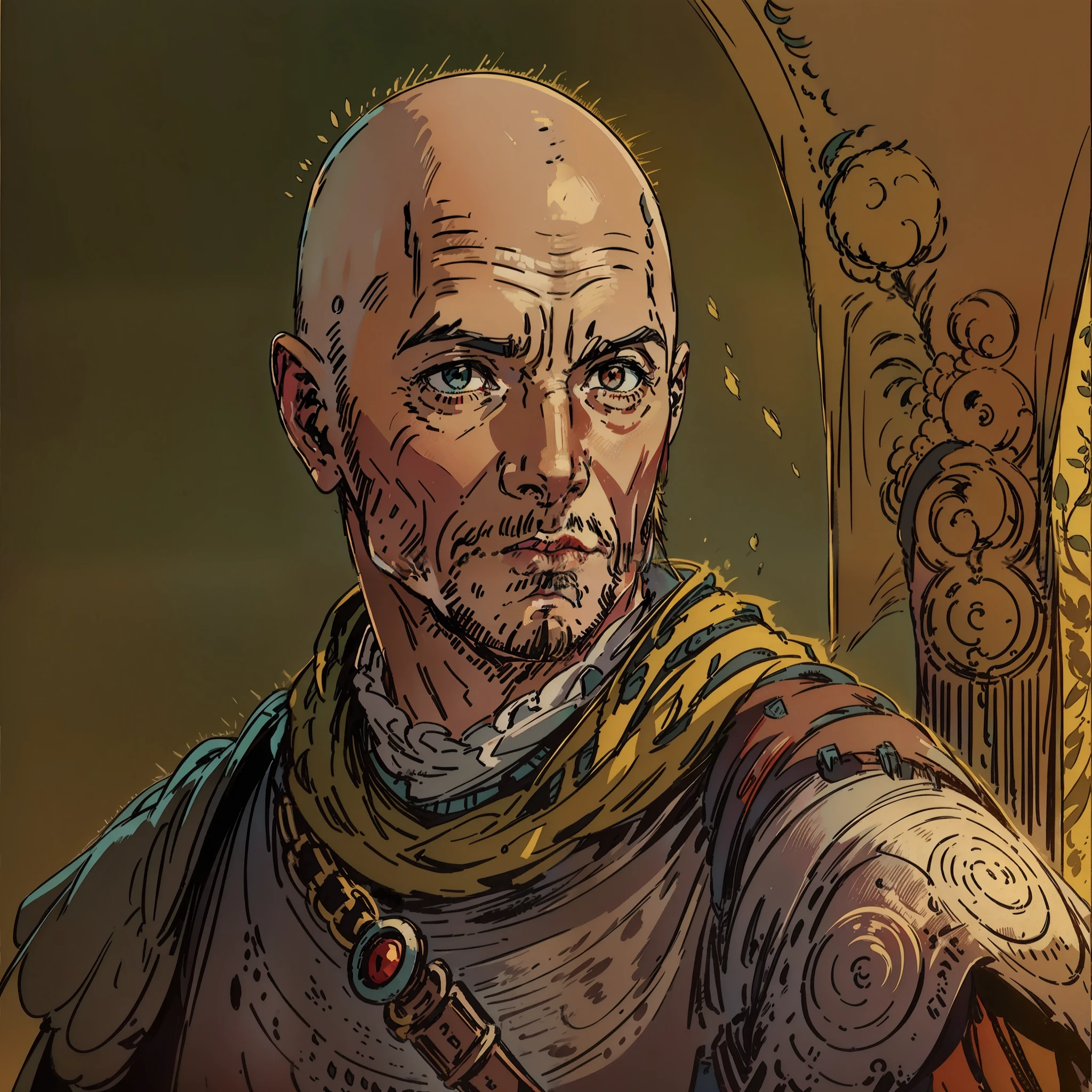 Patrick Stuart, Assistente de Bald, castelo, Personagem de RPG, fantasia medieval, fechar retrato, deserto