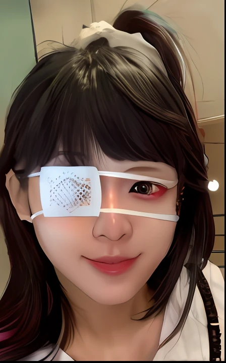 Eye patch over left eye, animesque、cute little、Beautie