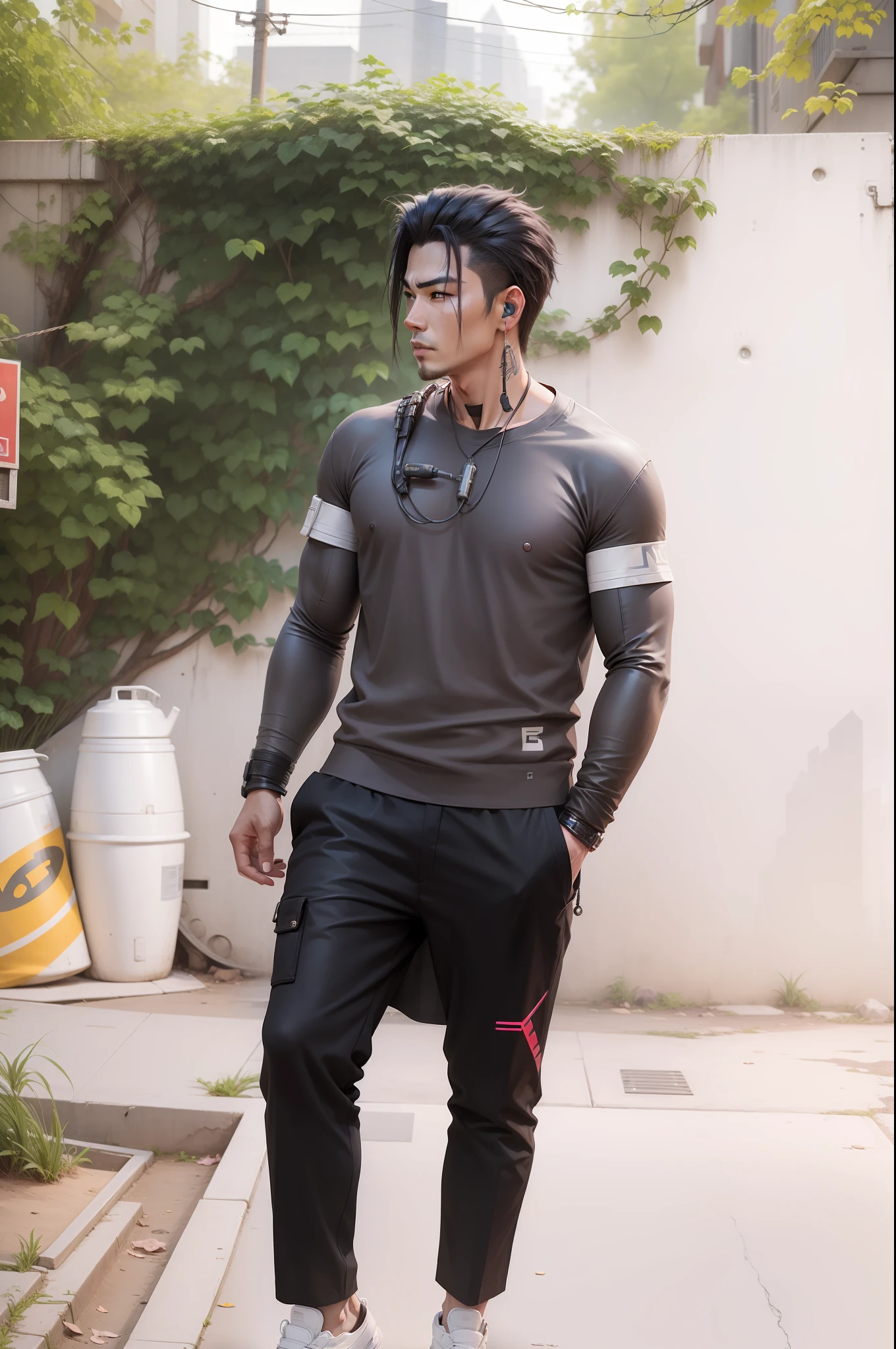 Chang the background and cyberpunk style most realistic character cool handsome. 8k