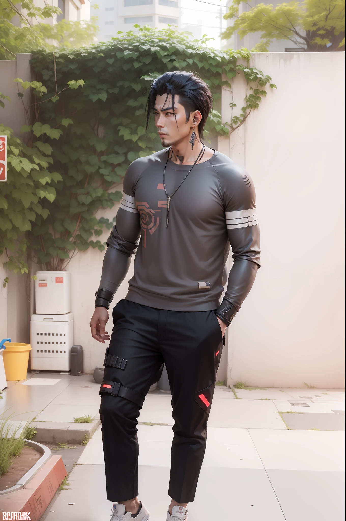 Chang the background and cyberpunk style most realistic character cool handsome. 8k