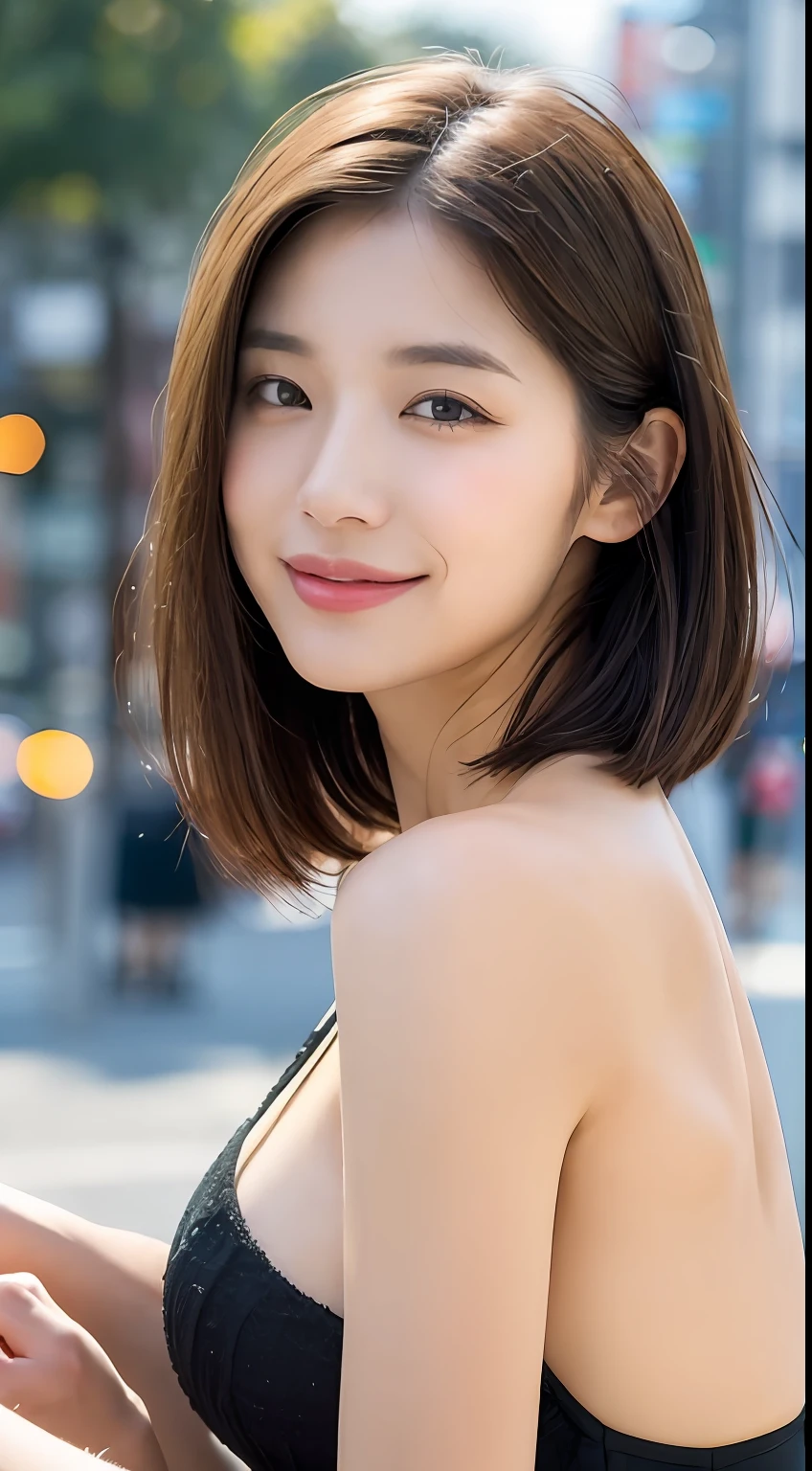 ((Best Quality, 8k, Masterpiece: 1.3)), Focus: 1.2, Perfect Body Beauty: 1.4, Buttocks: 1.2, ((Layered Haircut, Breasts: 1.2)), (Rain, Street: 1.3), Highly detailed face and skin texture, Fine eyes, Double eyelids, Whitened skin, Long hair, (Shut up: 1.3), smile, on the sofa