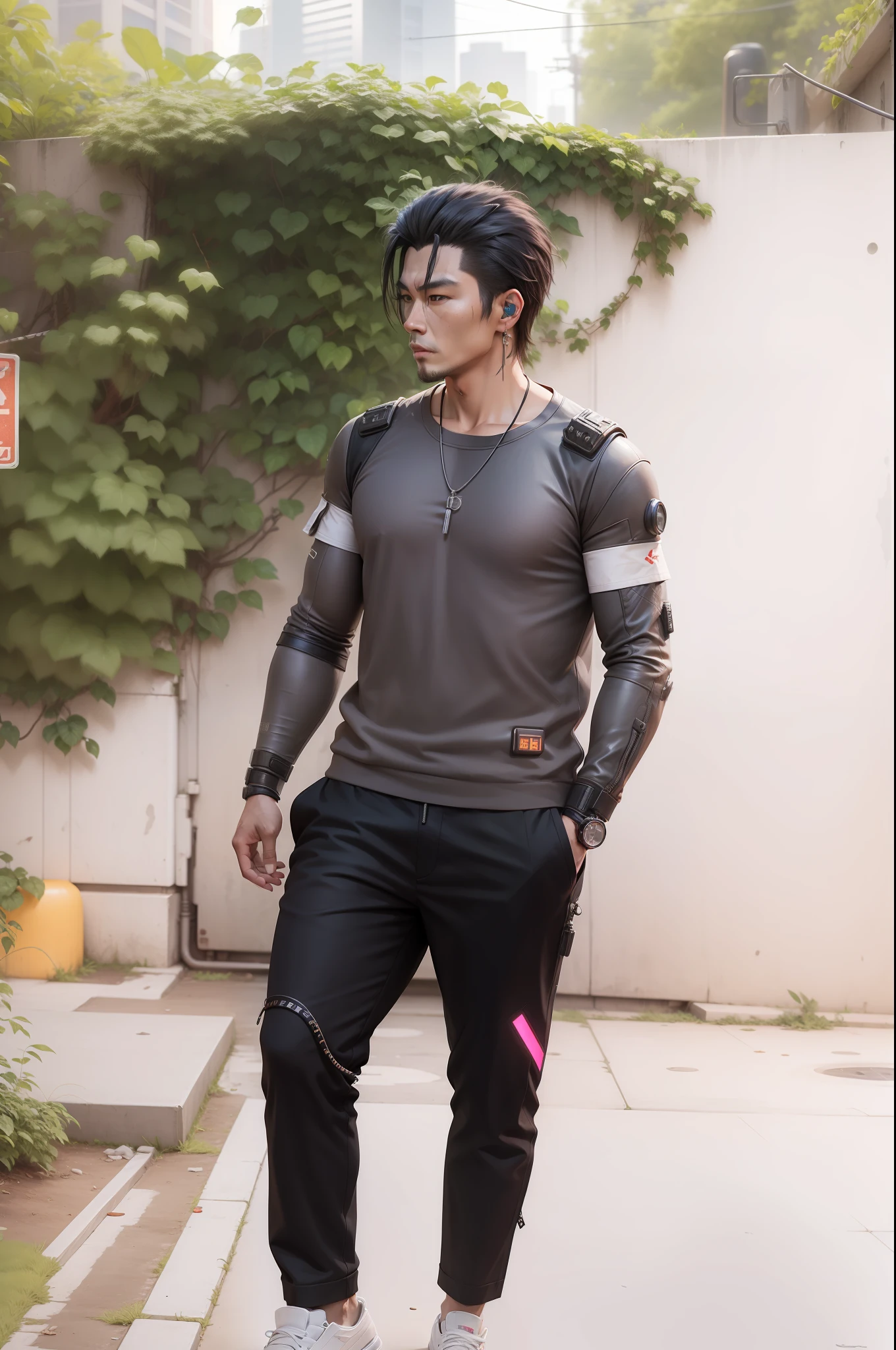 Chang the background and cyberpunk style most realistic character cool handsome. 8k