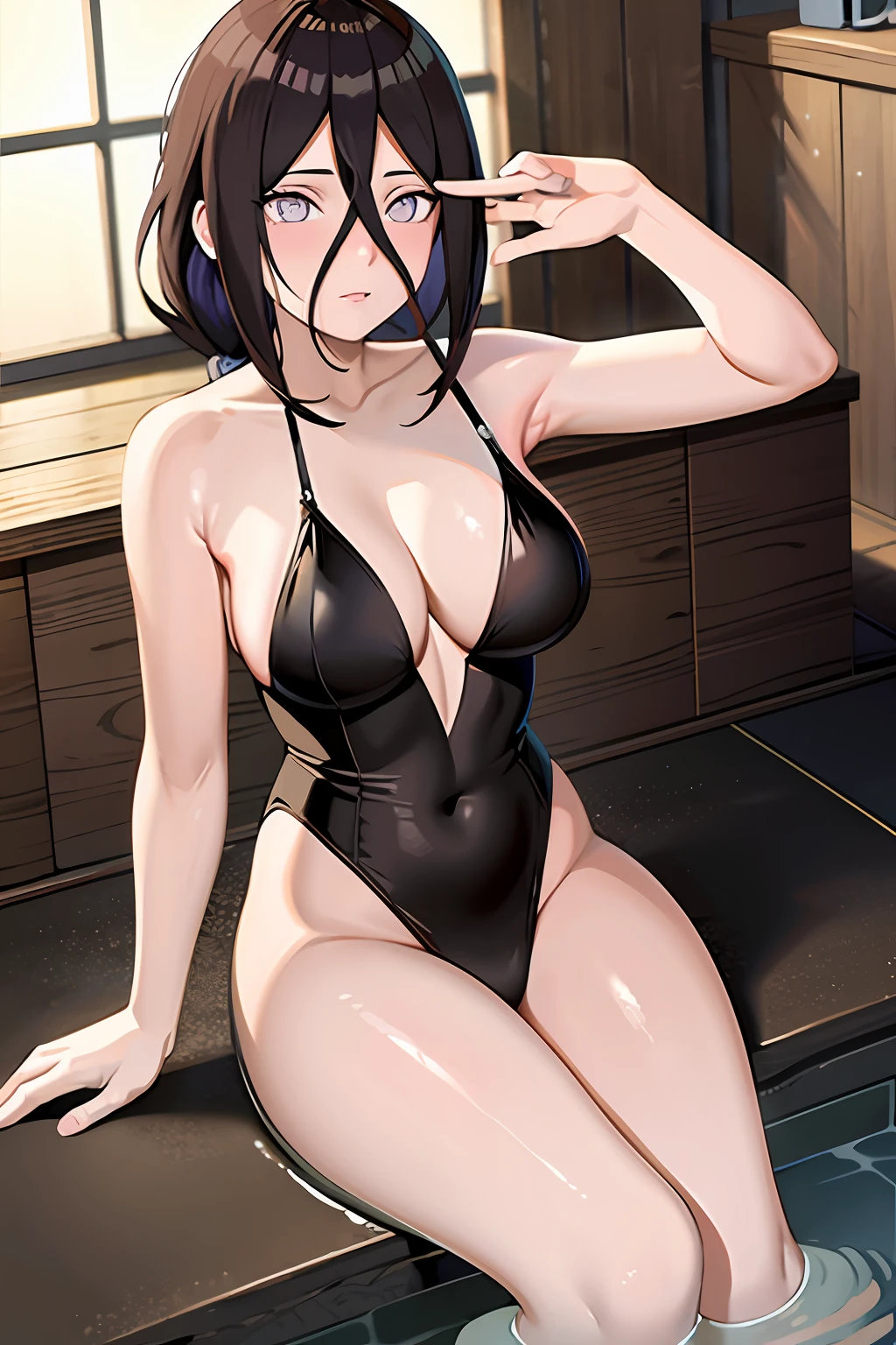 tmasterpiece, hoang lap , (Complicated details), (rich colourful), 电影灯光, the Extremely Detailed CG Unity 8K Wallpapers , Hinata flower proportions, 1girll, 独奏,(Sit in the bathtub,Sit gracefully,Tits soaked in water,is shy,Bigboobs, Low hair tied long),perspire,