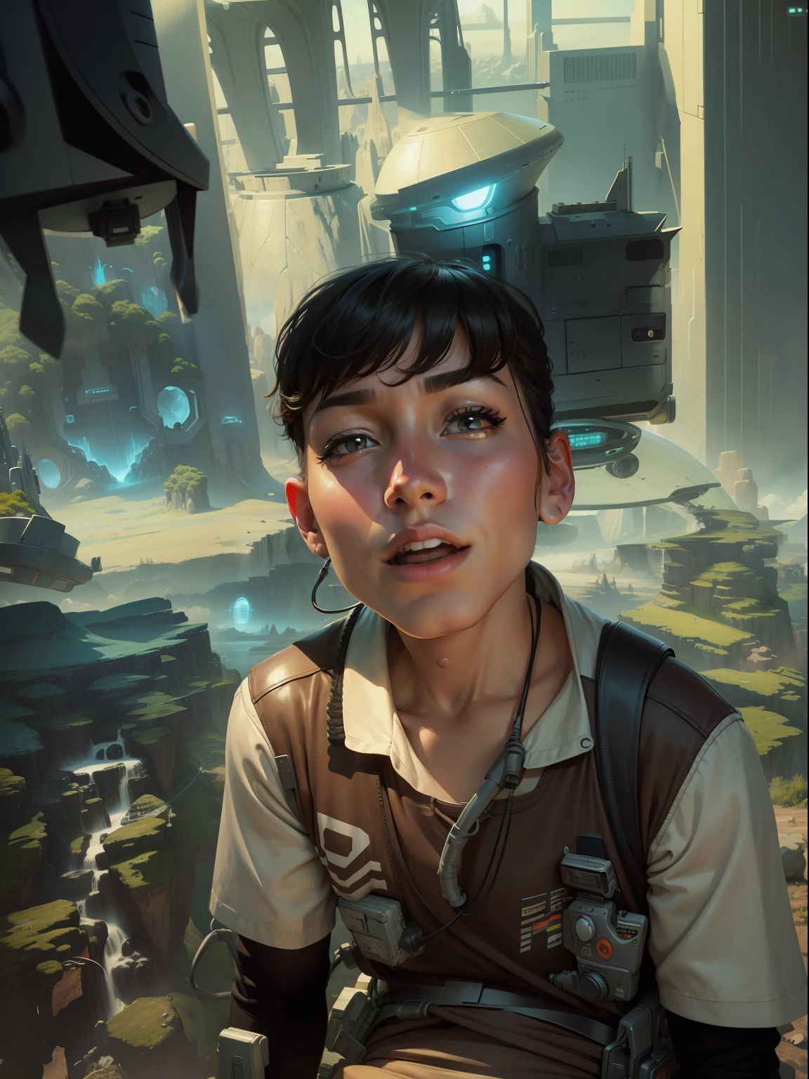 Realistic face scifi landscape cartoon game boy