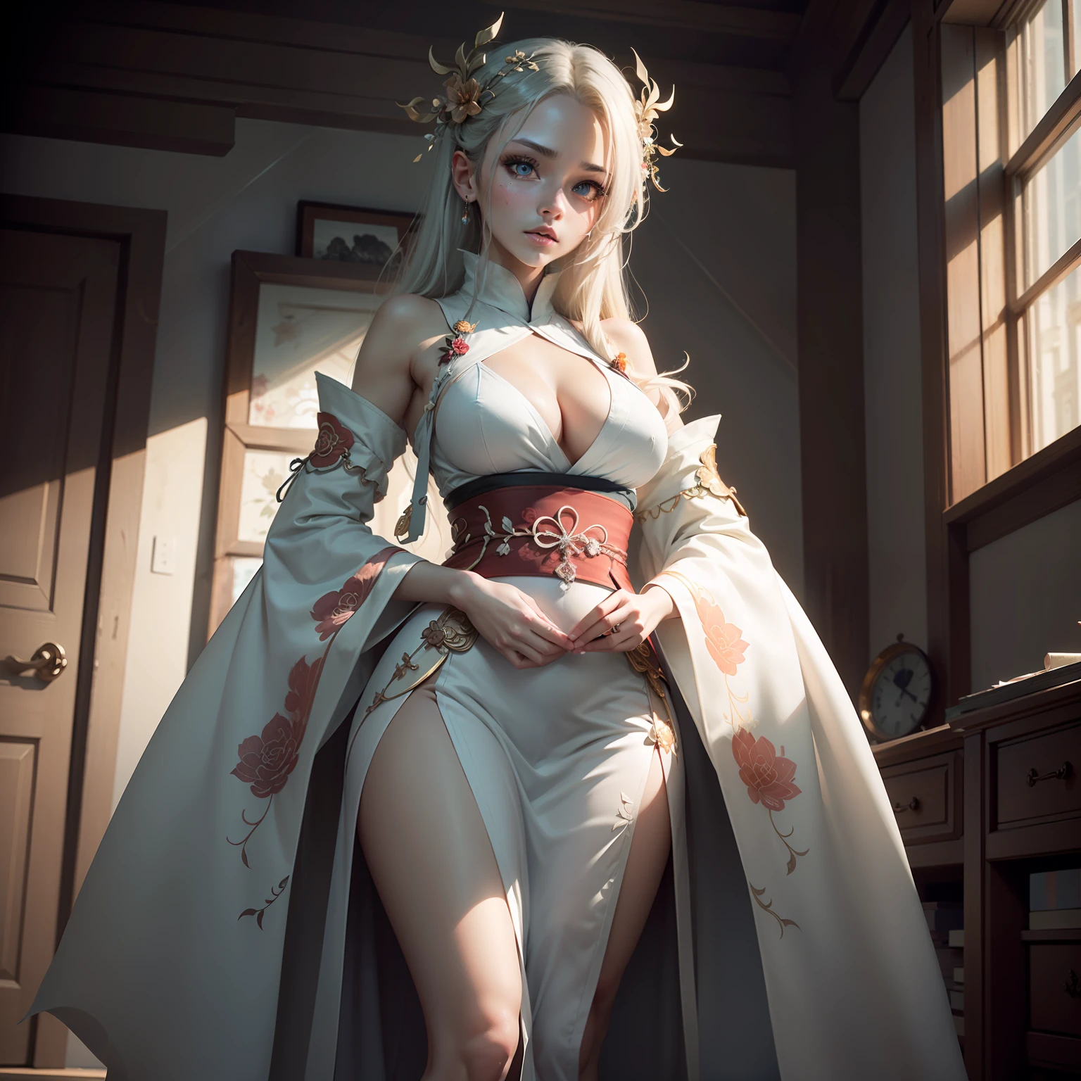 best quality ,masterpiece, illustration, an extremely delicate and beautiful, extremely detailed ,CG ,unity ,8k wallpaper, Amazing, finely detail, masterpiece,best quality,official art,extremely detailed CG unity 8k wallpaper,absurdres, incredibly absurdres, huge filesize , ultra-detailed, highres, extremely detailed,beautiful detailed girl, extremely detailed eyes and face, beautiful detailed eyes,light on face,(Hanfu:1.1),1girl, full body,full-body shot, ru_qun