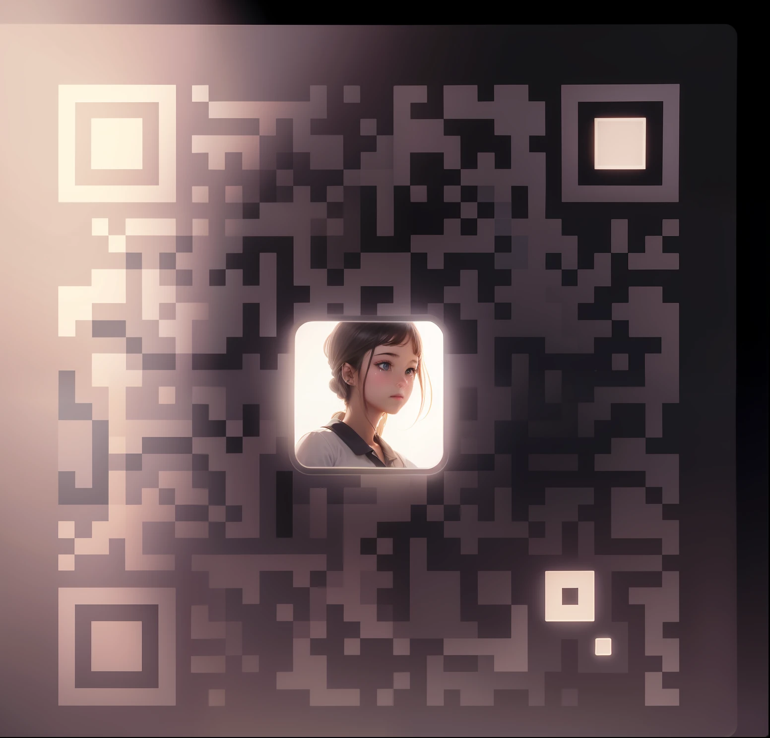 It is possible to scan the code,White background replaced with a girl