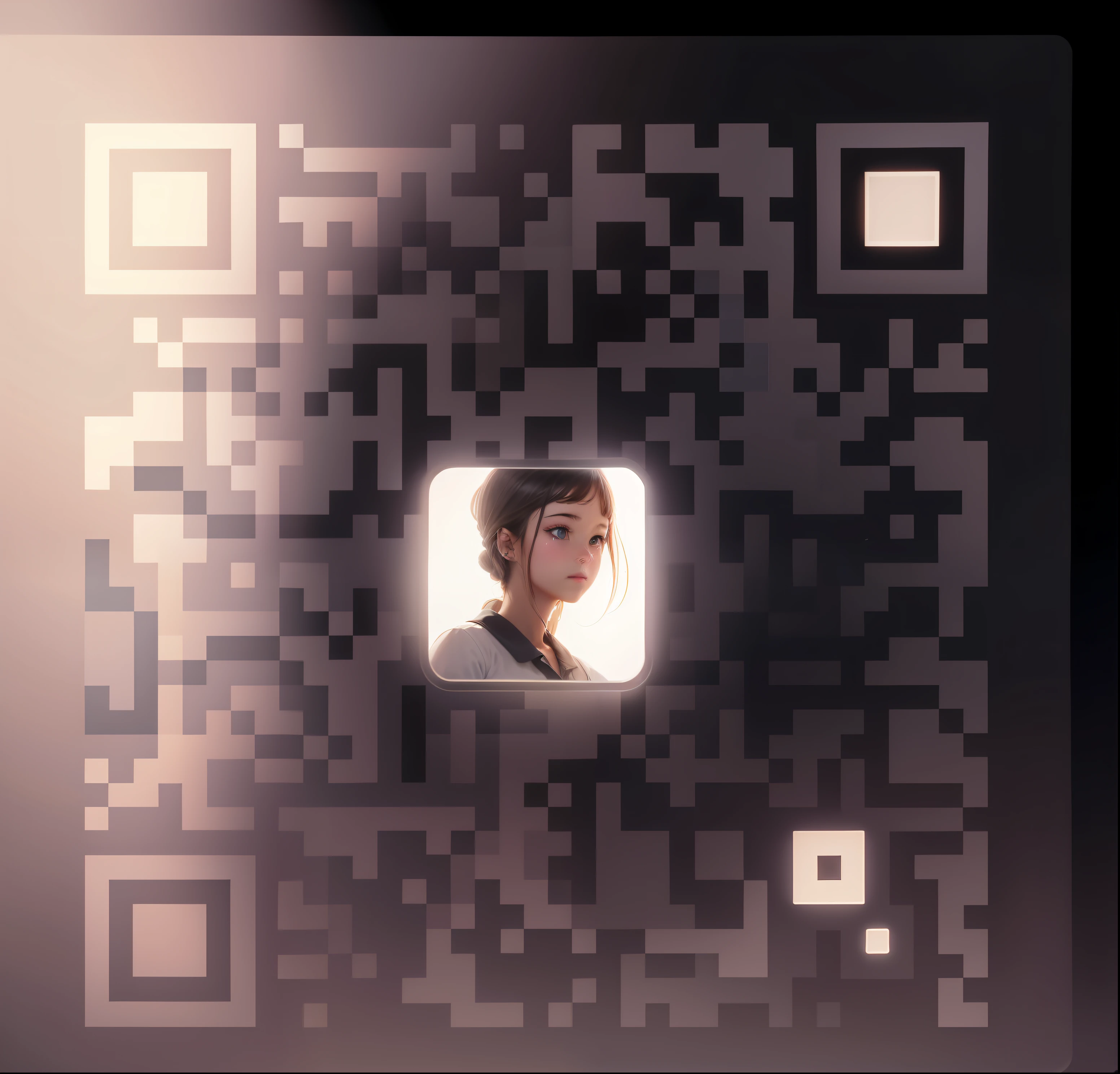 It is possible to scan the code,White background replaced with a girl