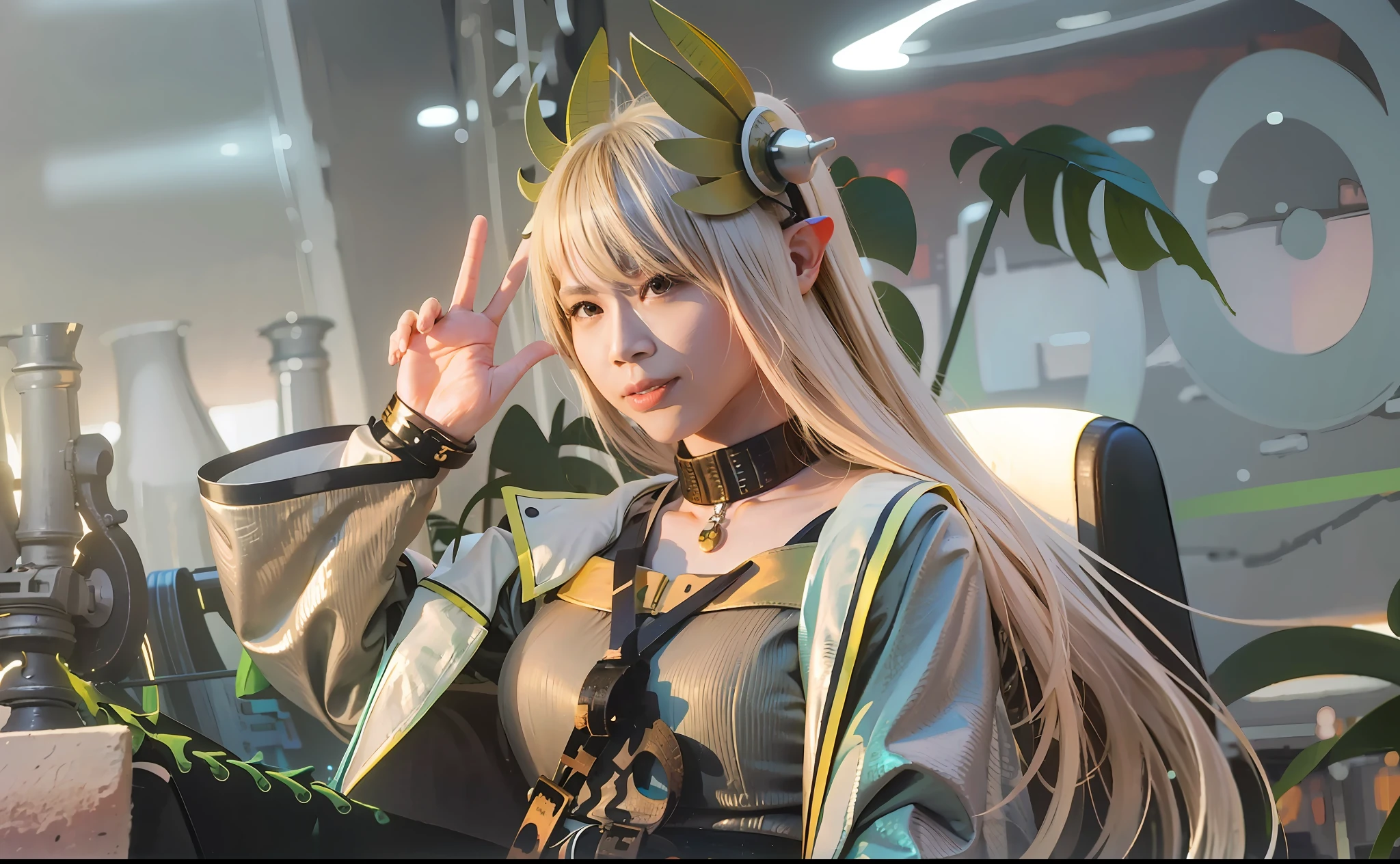 Blonde woman sitting in chair in dress and headdress, Anime cosplay, cosplay foto, Anime girl cosplay, From Arknights,professional cosplay,rpgmaker,David Tao,cosplay,