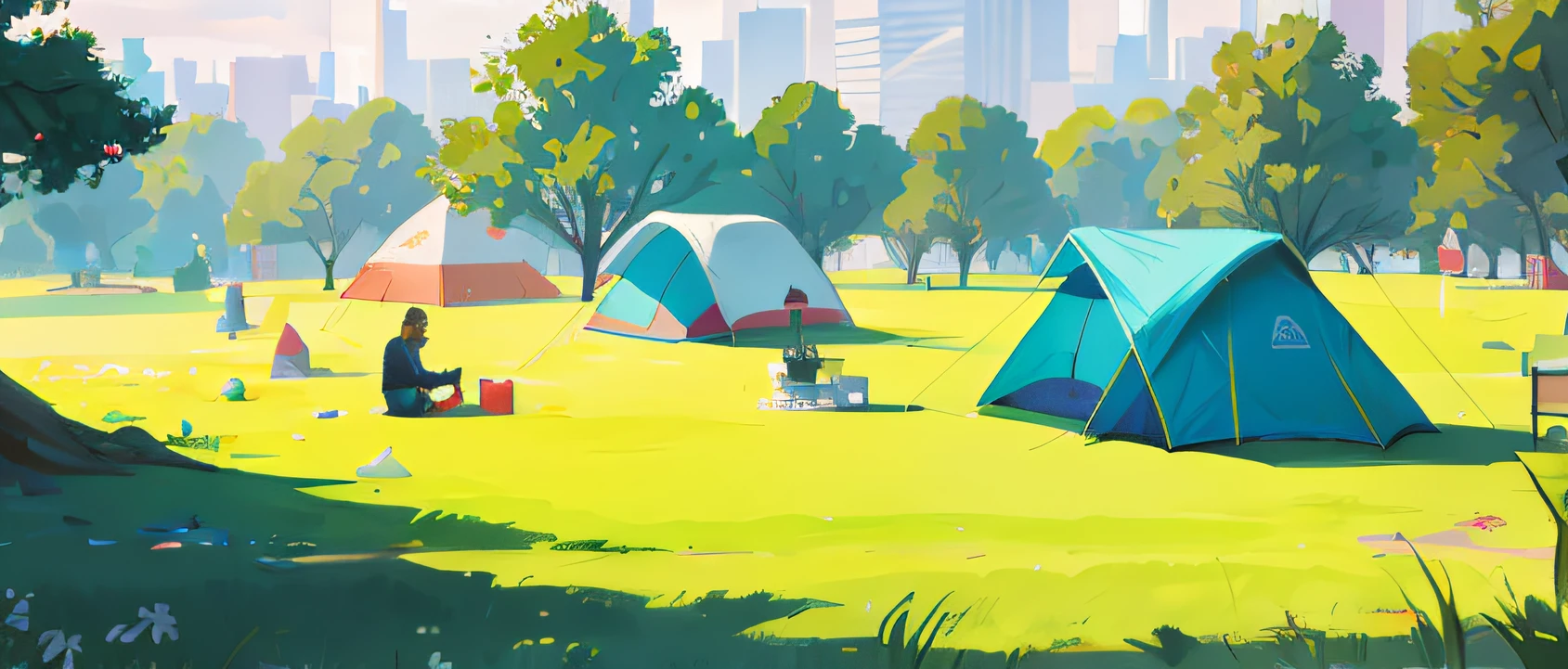 There are plenty of tents in the park,lots of people,Party in the park,