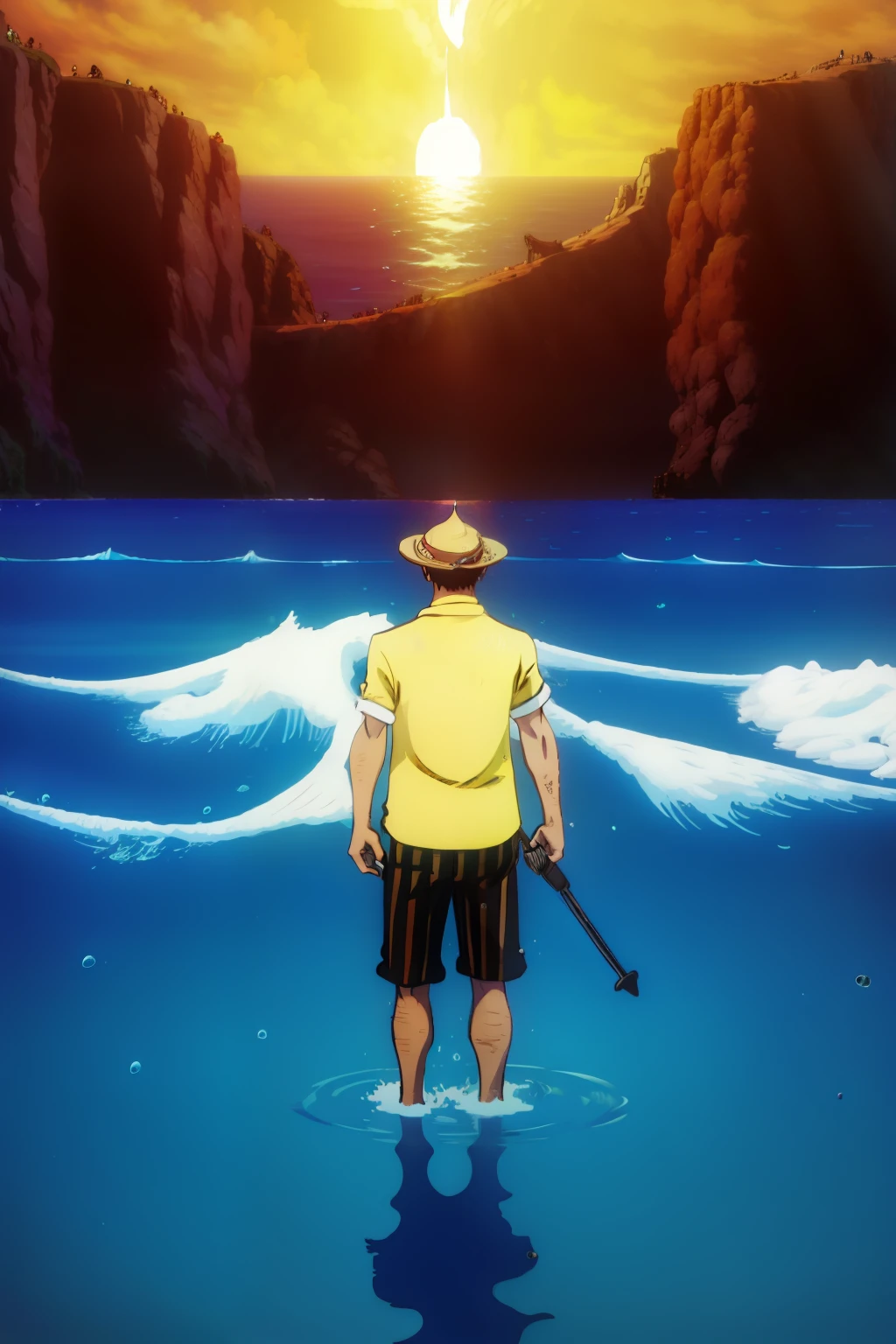 A man stands on the sea