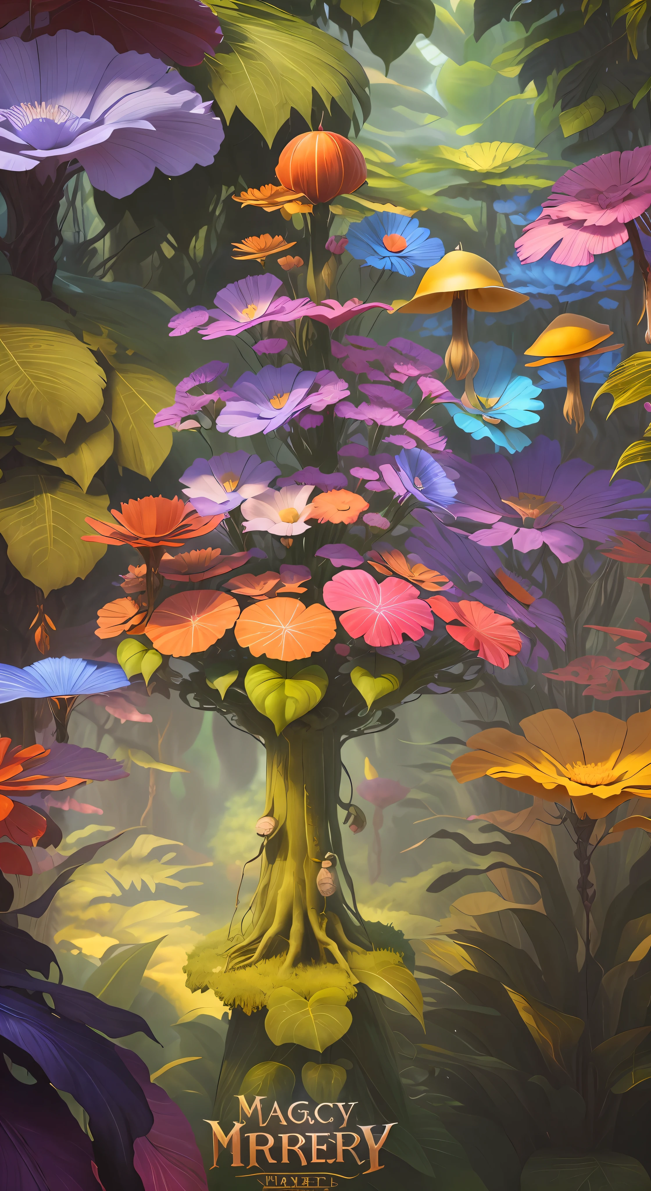 Red Gemstone Stage,game poster,Bright umbrella between flowers and plants, concept art magical highlight, fantasy magical vegetation, magical fairy background, Magical background, Magic world. Colorful, colorful concept art, magical forest backround, magic fairy forest, Magical area, Magical environment, background artwork, magical forest background, psychedelic mushrooms dream, arte de fundo, Colorful alien flora, magical fantasy forest