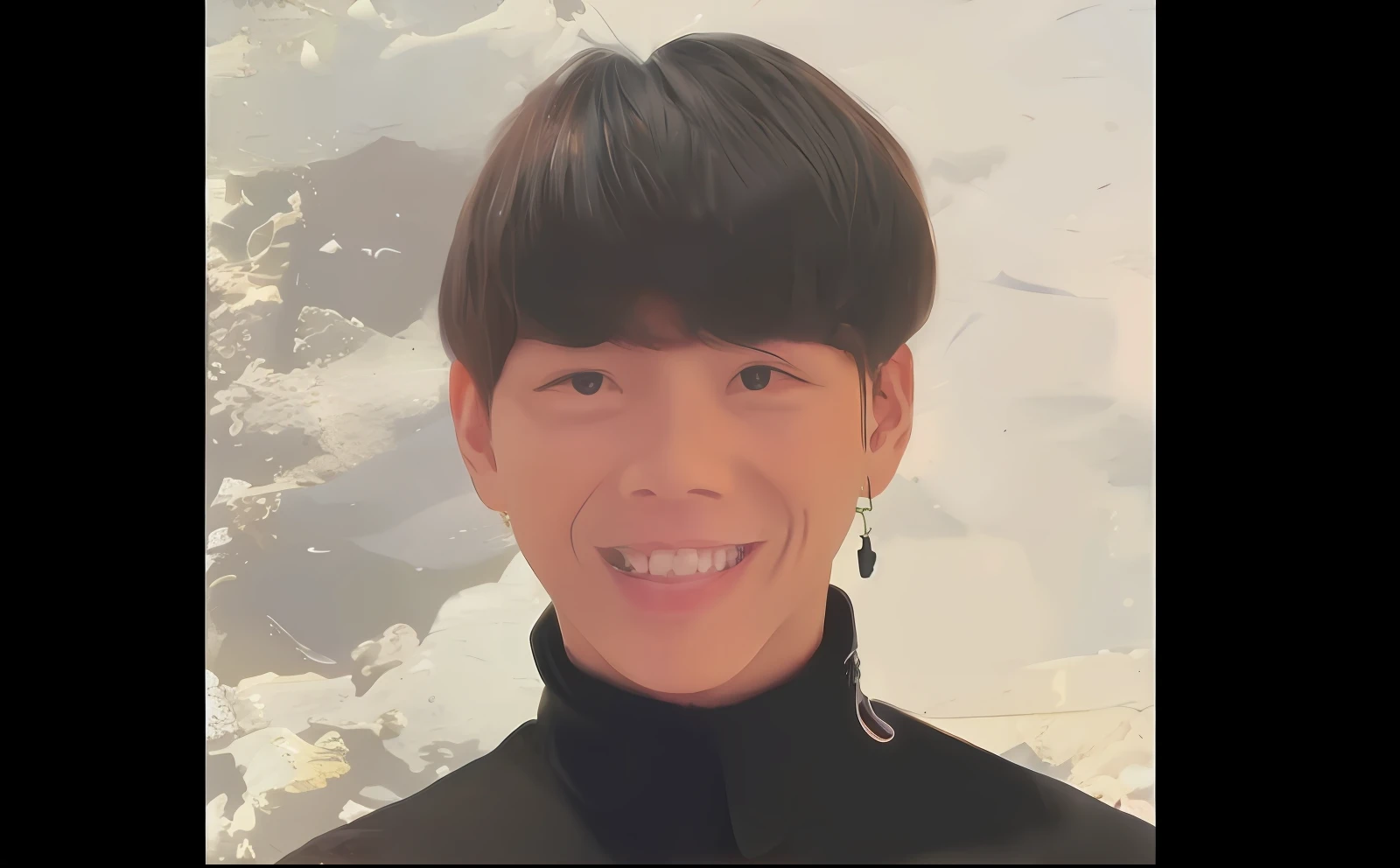 There was a little boy wearing a black shirt and a black tie, David Tao