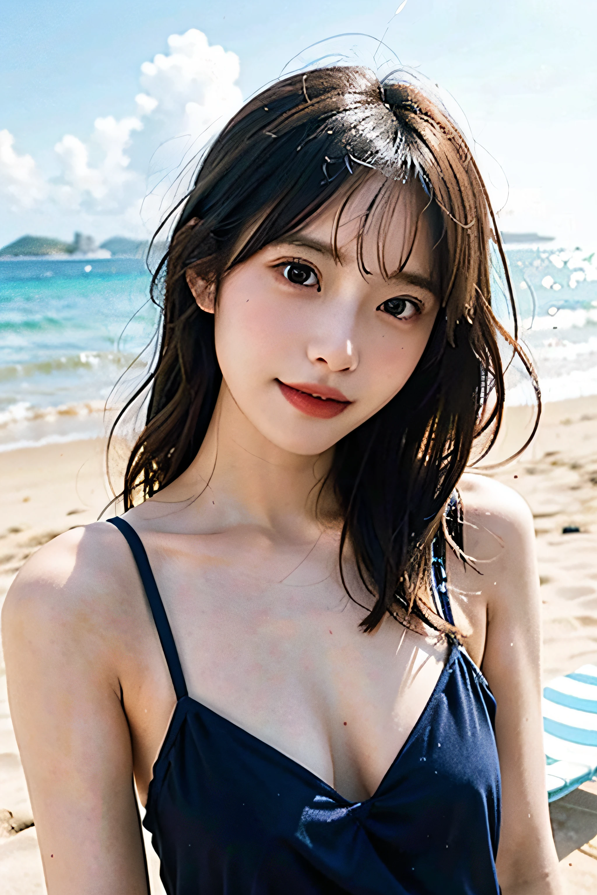 hposing Gravure Idol、swim wears、Beach、Background blur