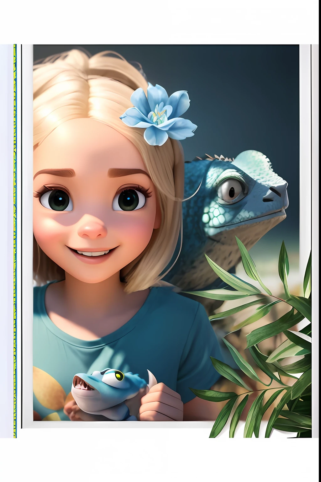 um close up de uma menina segurando um lagarto em seu ombro, Disney fotorrealista, No estilo de filme Croods, 📷 Mungojerrie e Rumpleteazer, in style of disney animation, quadro do filme pixar, no estilo da Disney Pixar, Disney foto realista, animation film, animated film, personagem pixar bonito, estilo de filme zootopia