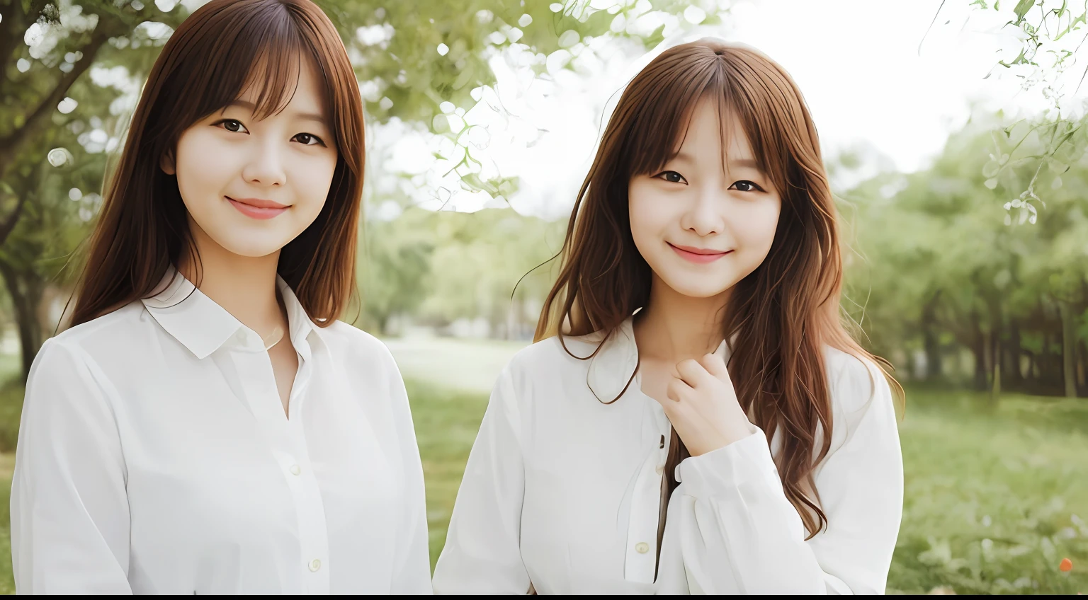 Realistic pictures of cute girls、A smile、White blouses、a miniskirt、Panchira、Bokeh