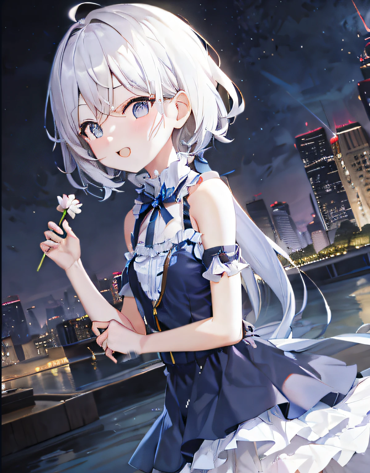 The background is changed to the city