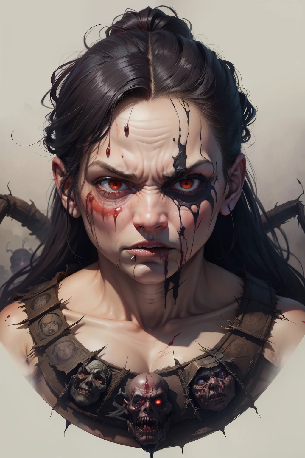 terroral，goonies，arachne，Disgusting，Torn face，Blood，Exaggerated face，Disgusting，Extremely distorted，demihuman，asphyxial，Not people，ogre
