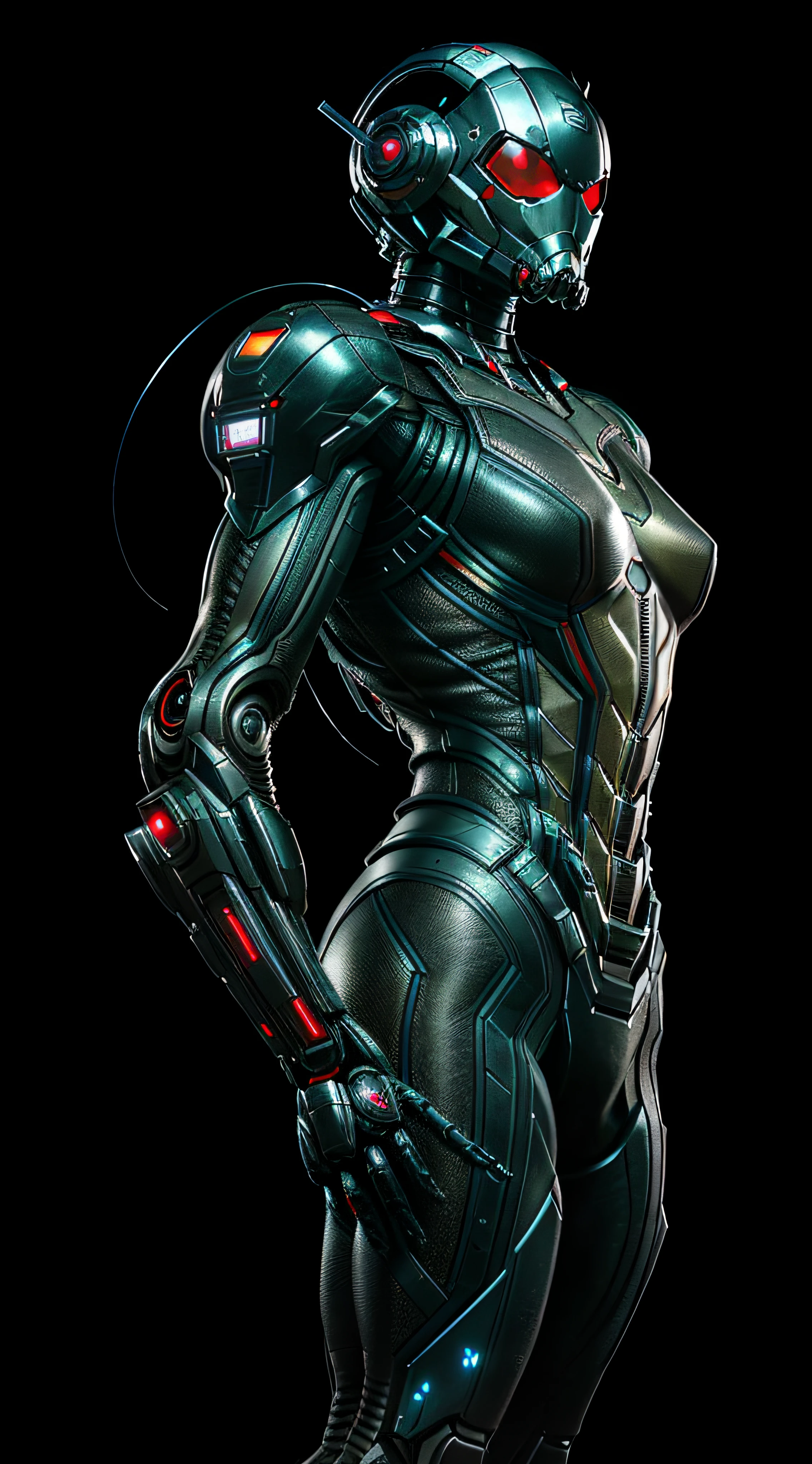 Ant-Man from Marvel photography, biomechanical, complex robot, full growth, hyper-realistic, insane small details, extremely clean lines, cyberpunk aesthetic, a masterpiece presented at Zbrush Central