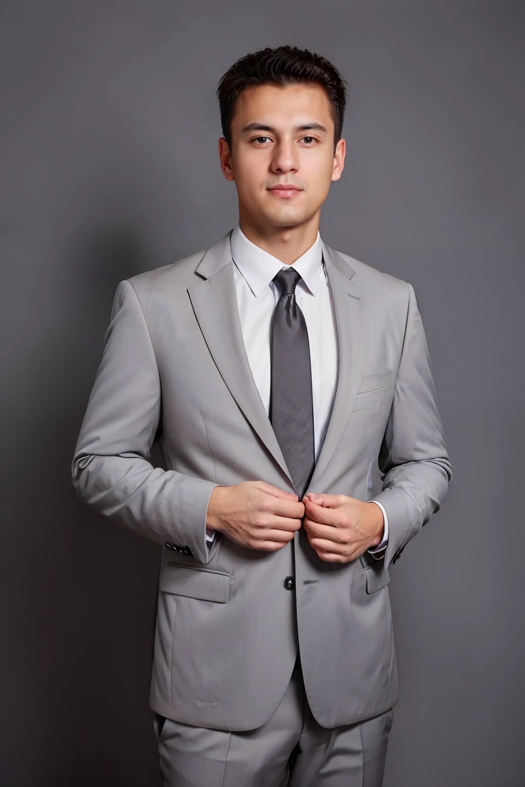 Allad man in suit and tie standing against gray background, wear suit, dressed in a suit, dressed in a suit, grey suit, professional portrait, wearing fashion suit, wear suit, wearing black grey suit, Professional profile photo, wear suit, formal suits, wearing dark grey suit, professional corporate portrait, professional portrait photo, high quality suit