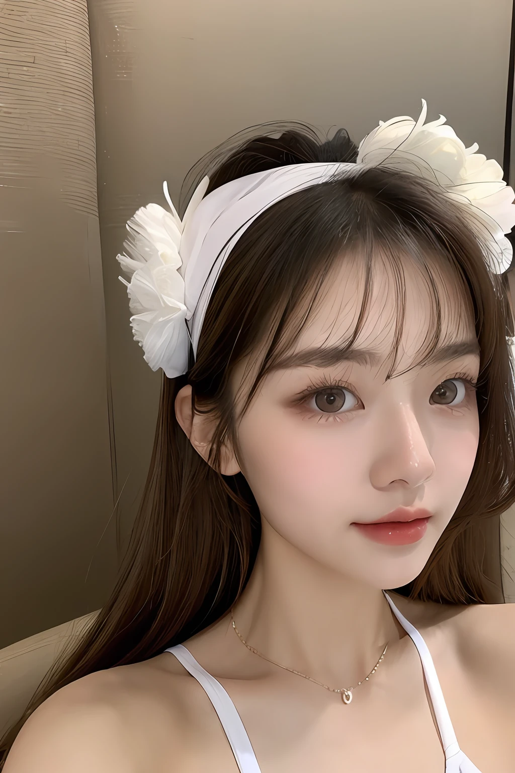 Yunju、1girl in、独奏、realisitic、:1.6、(masterpiece、Clean person、)、detailed skin textures、beautiful and detailed face、masterpiece、鎖骨、swim wears。Luxury hotel background